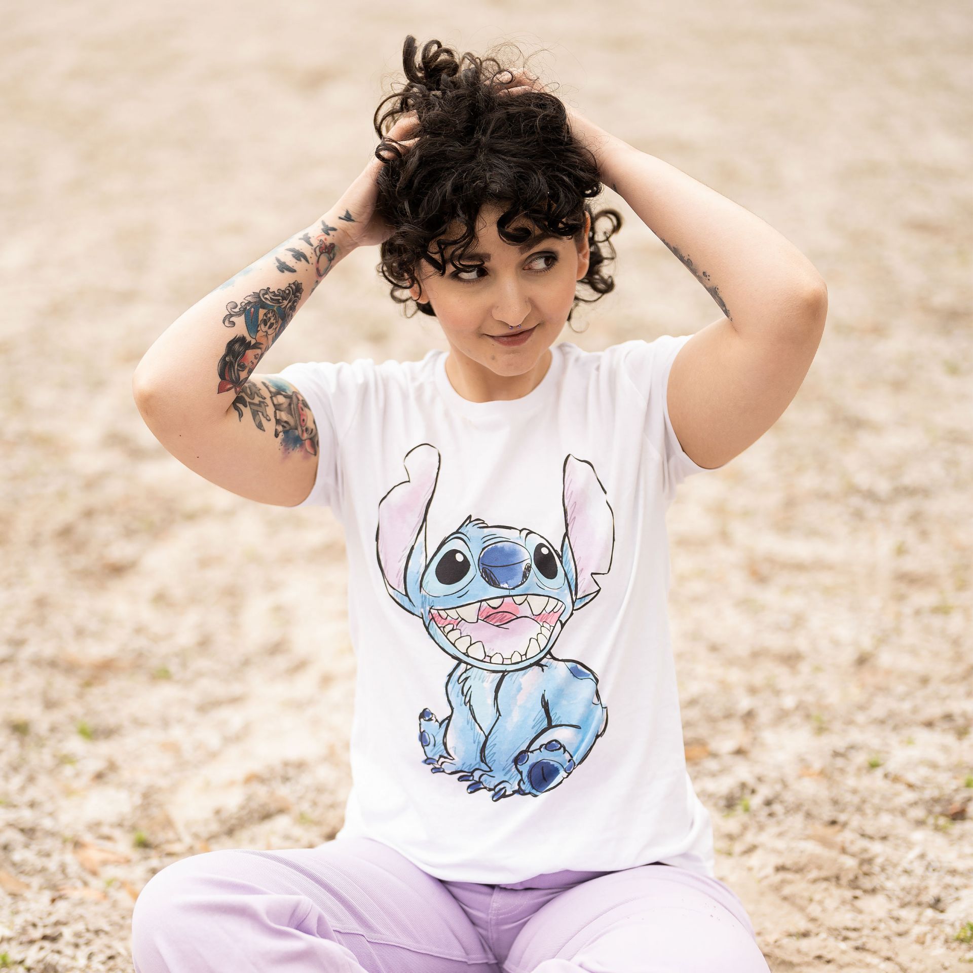 Lilo Stitch T Shirt Stitch Blanc Elbenwald