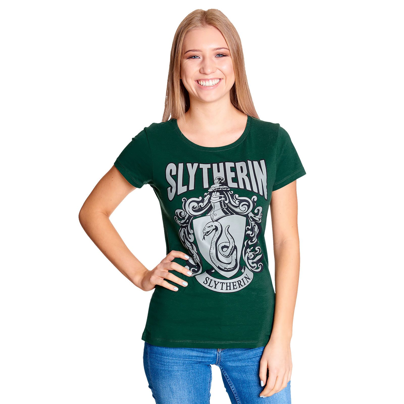 Harry Potter Slytherin Wappen T Shirt Damen grün Elbenwald