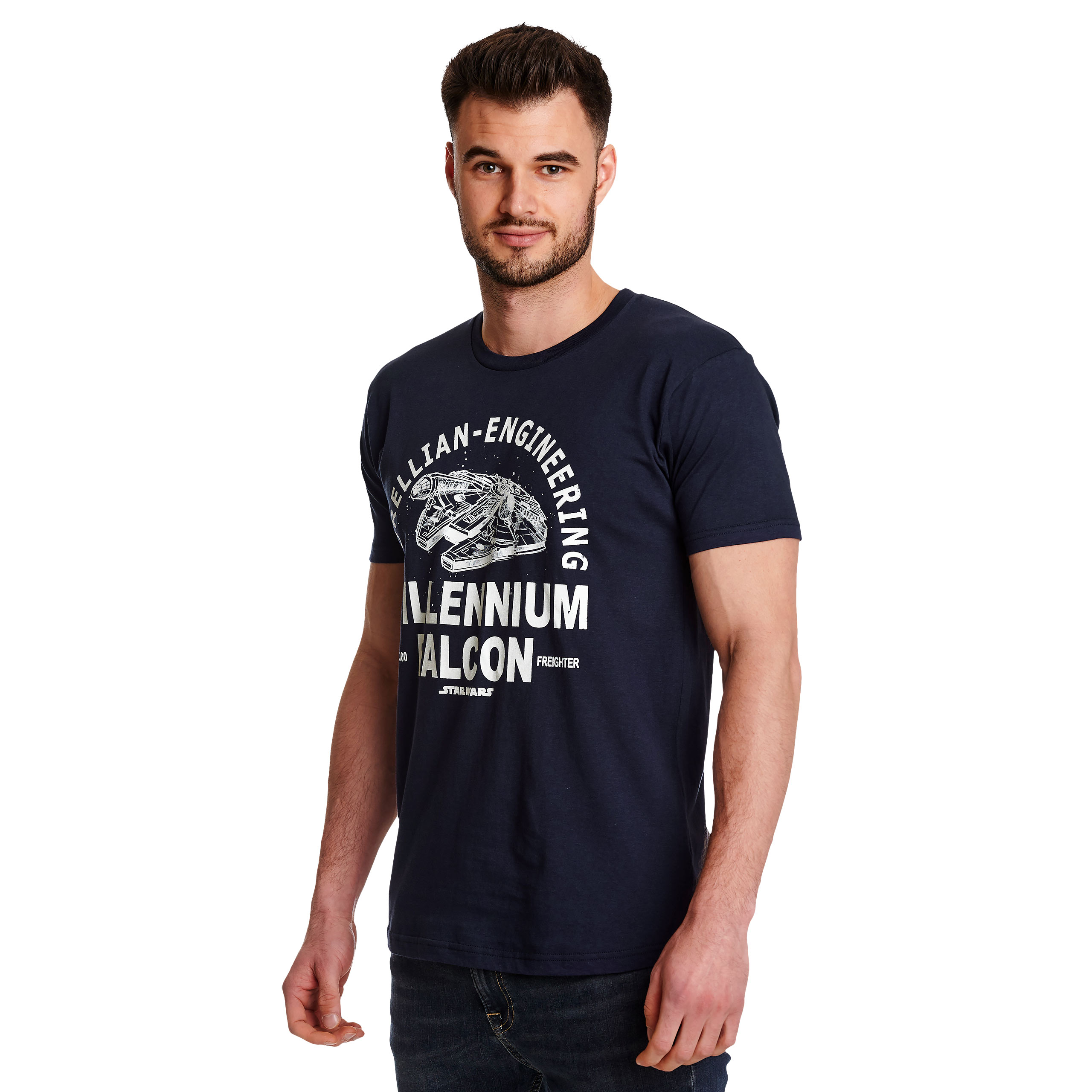 Star Wars - T-shirt bleu Millennium Falcon Corellian Engineering