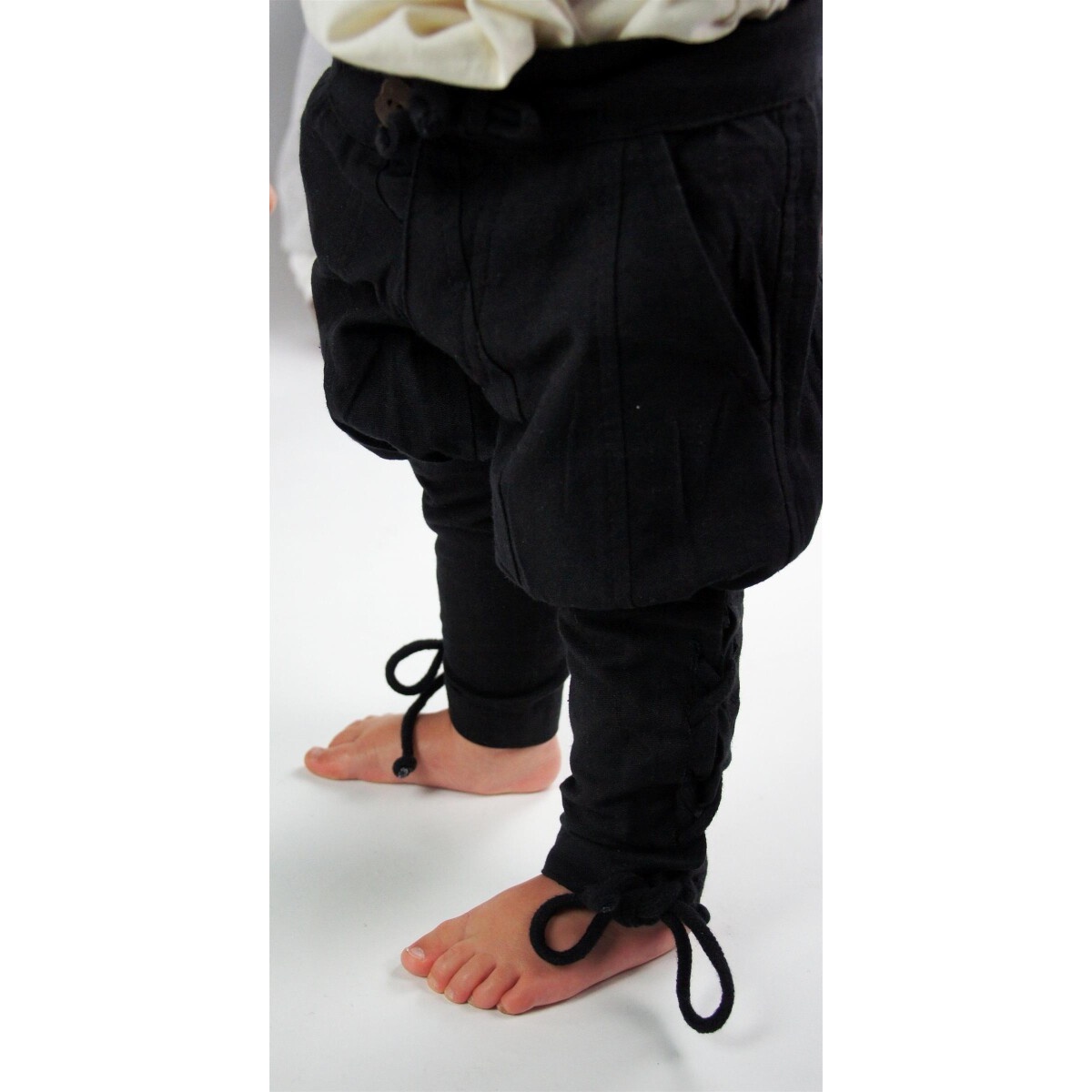Pantaloni medievali Jecklein con lacci alle gambe neri