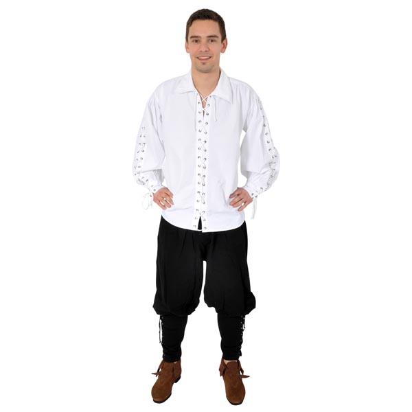 Pirate shirt with lacing throughout white