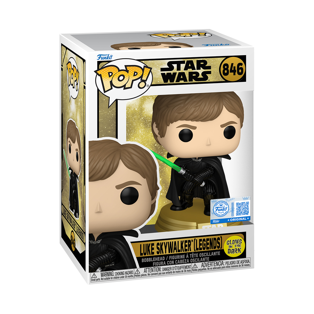 Luke Skywalker Glow in the Dark Funko Pop Wobblehead-figuur - Star Wars