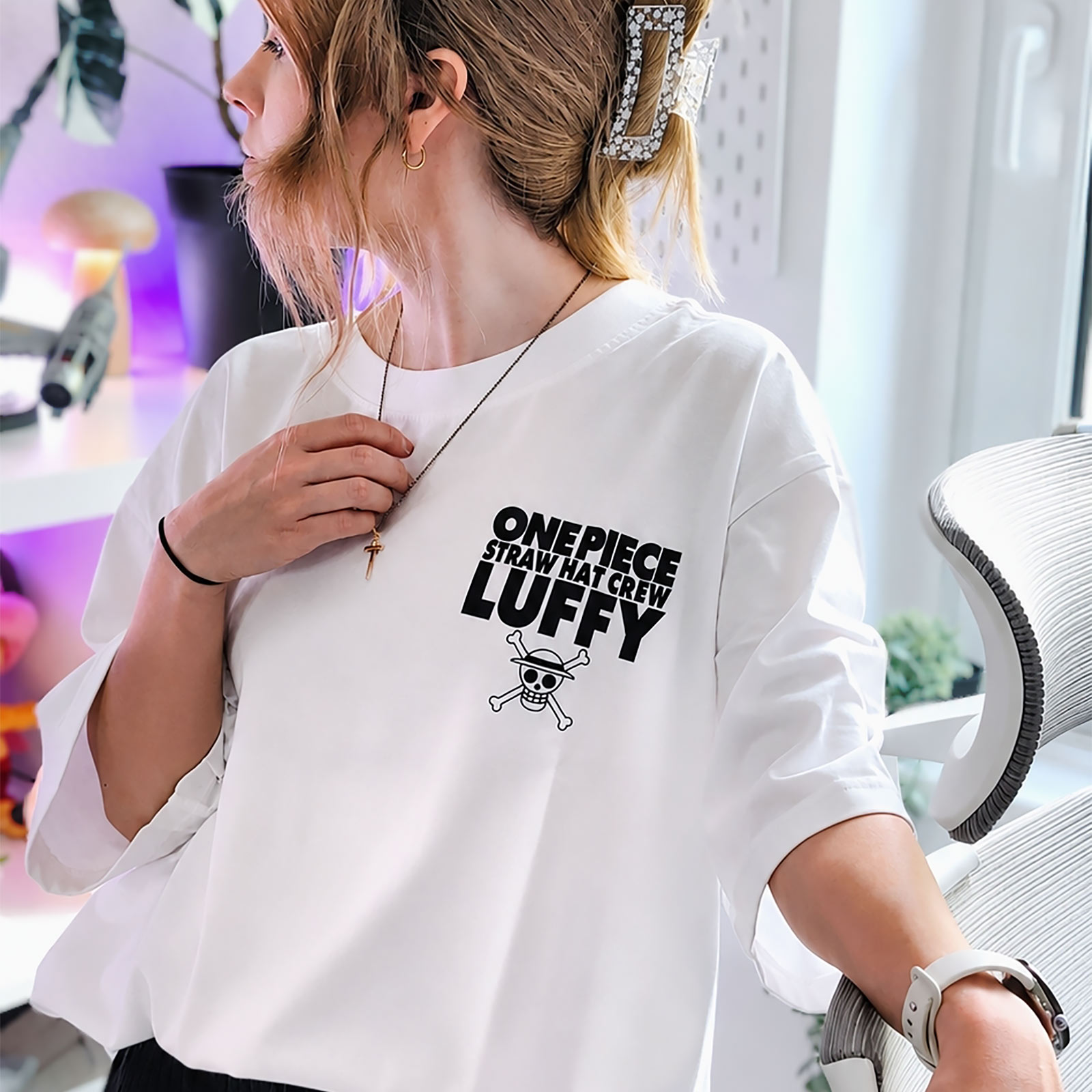 One Piece - Luffy Oversize T-Shirt weiß