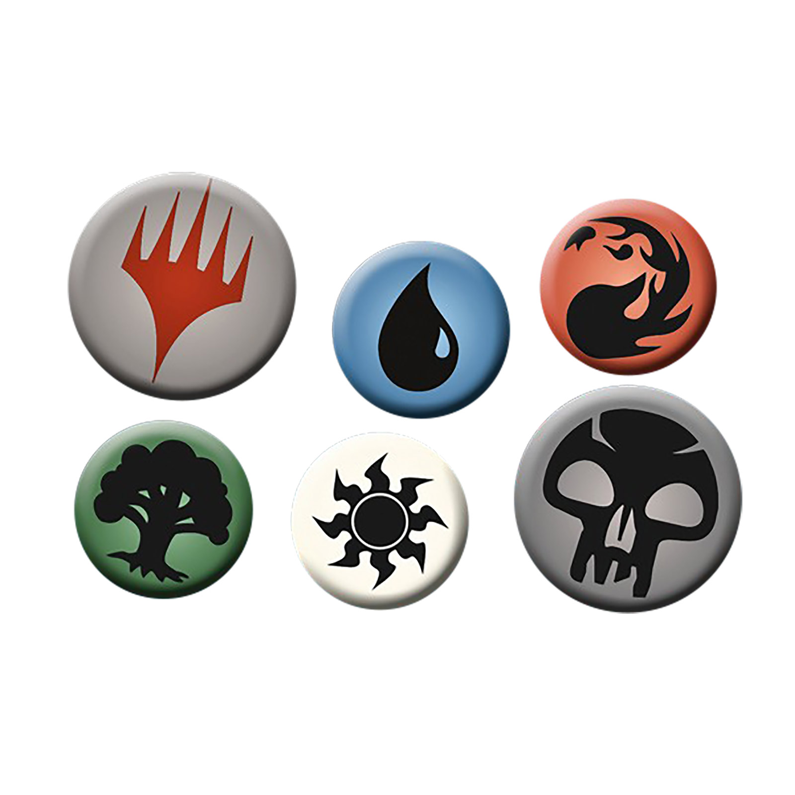 Magic The Gathering - Mana Symbolen 6-delige Button Set