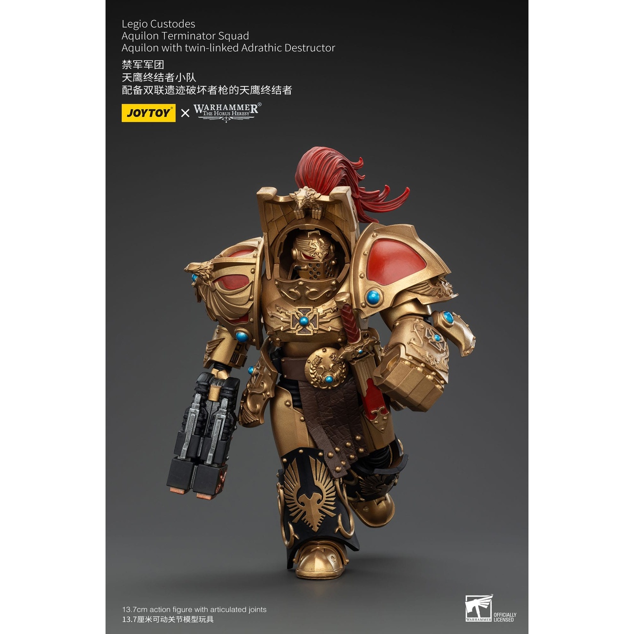 Warhammer The Horus Heresy Figurine articulée 1/18 Legio Custodes Aquilon Terminator Squad Aquilon avec Adrathic Destructor jumelé