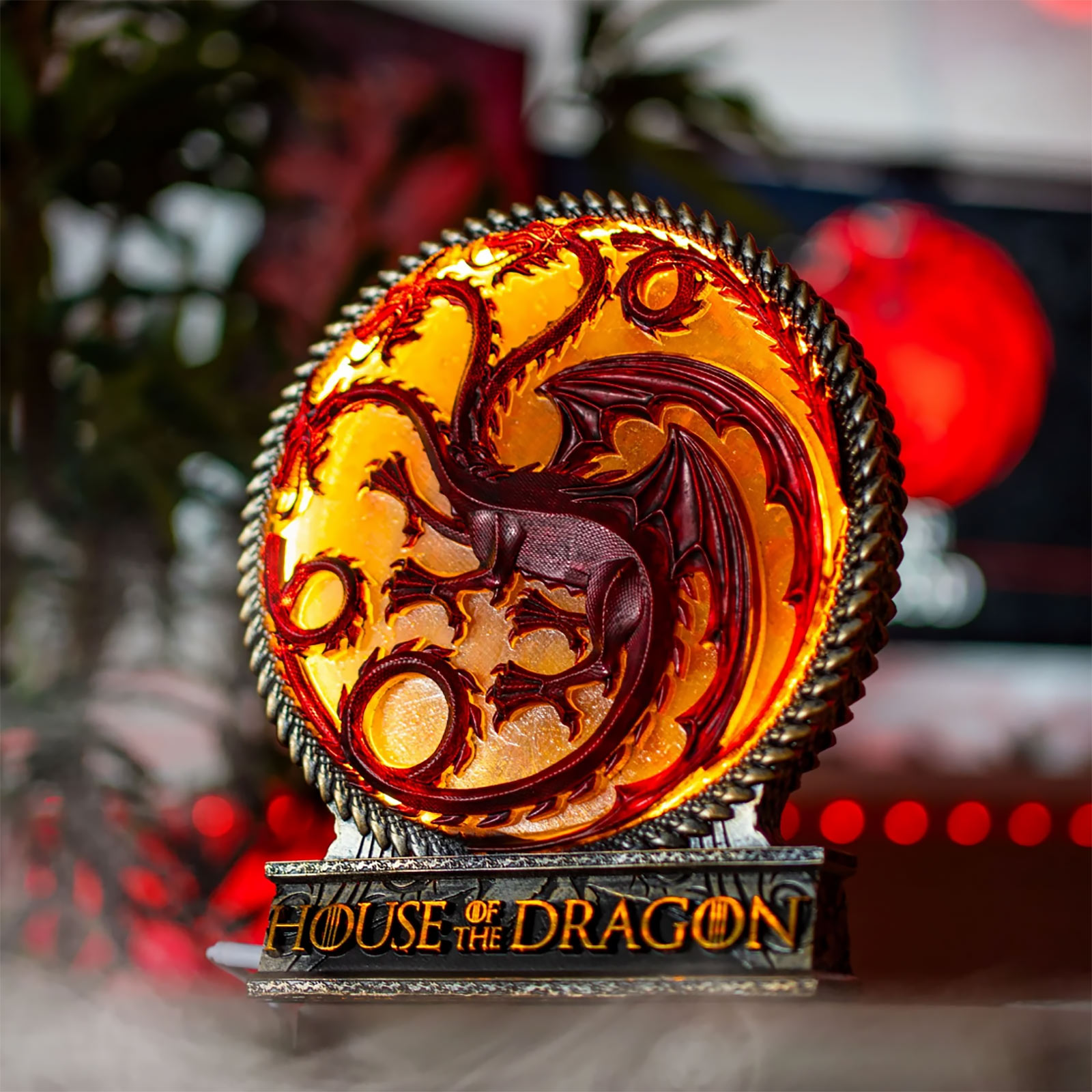 Lámpara de mesa de lujo con el escudo de Targaryen - Casa del Dragón