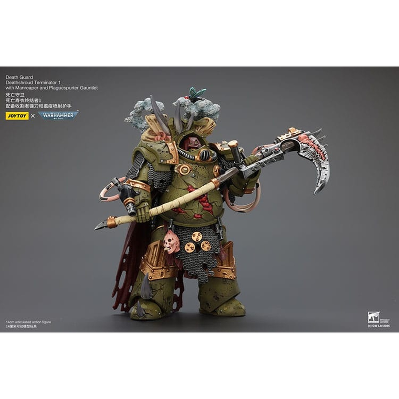 Warhammer 40k Actionfigur 1/18 Death Guard Deathshroud Terminator 1 with Manreaper and Plaguespurter Gauntlet 14 cm