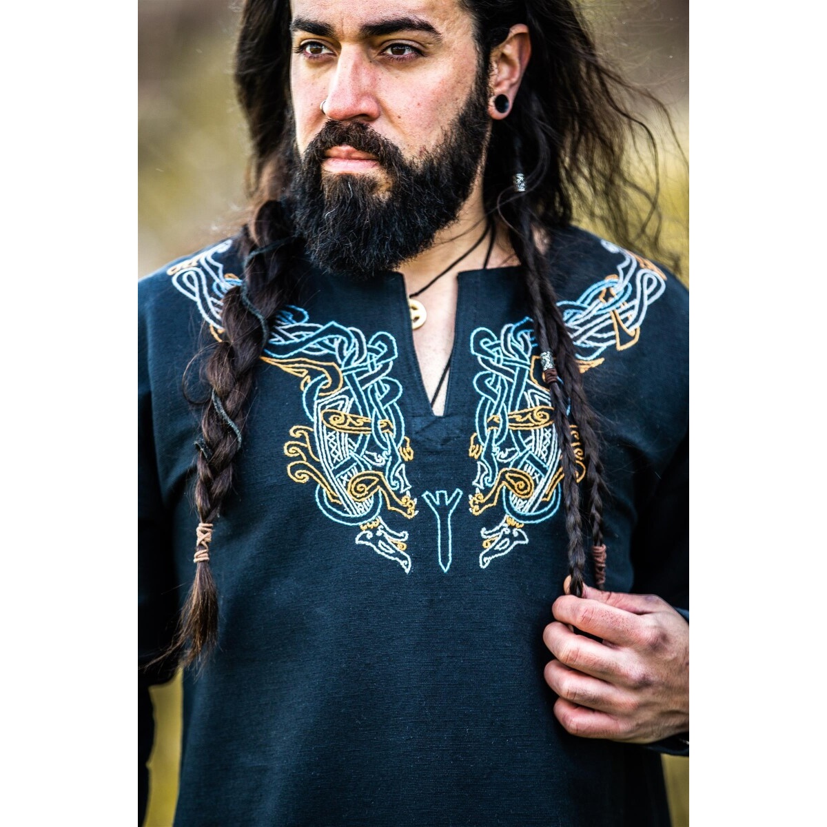 Tunique viking médiévale Snorri noir