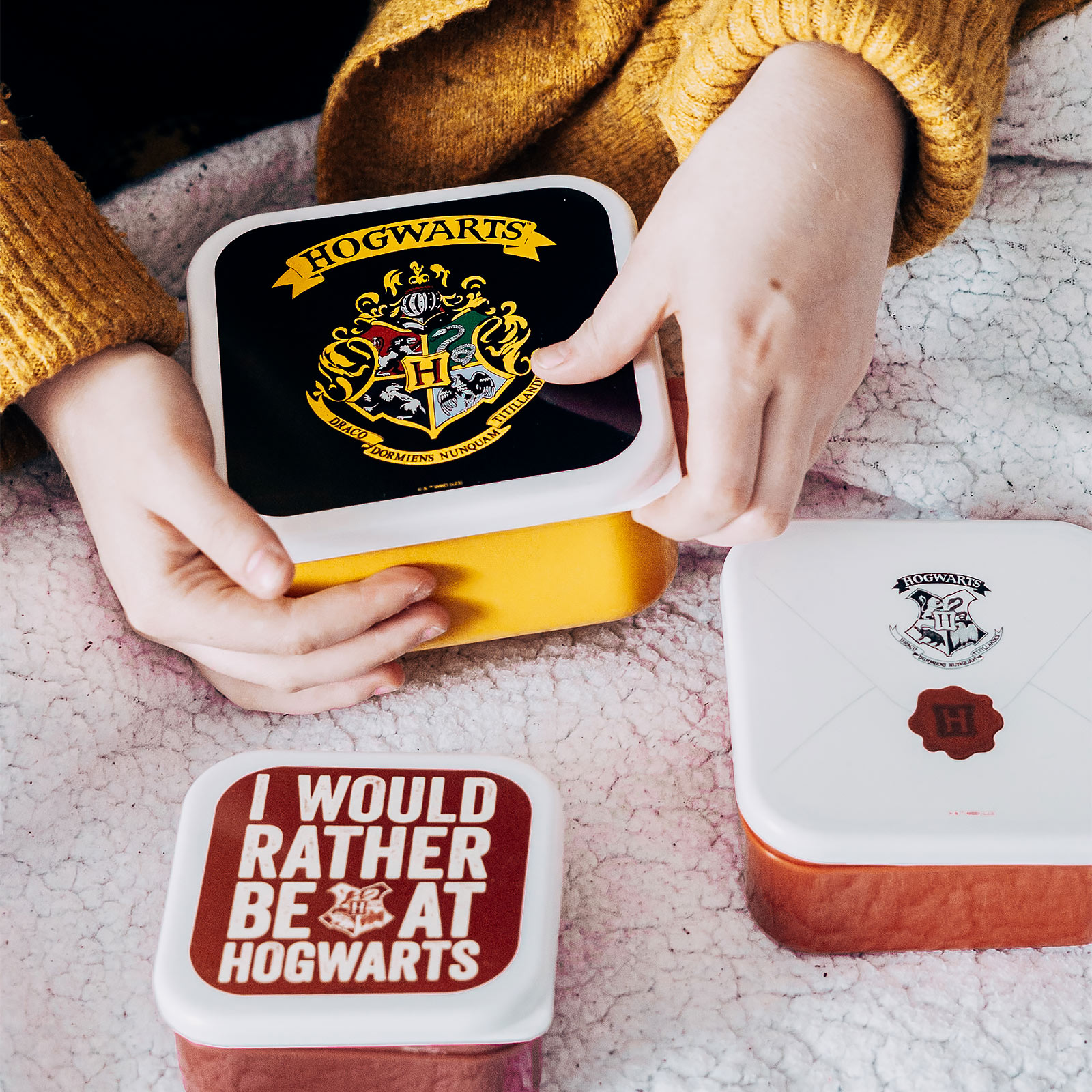 Harry Potter - Ensemble de 3 boîtes à lunch avec blason de Poudlard