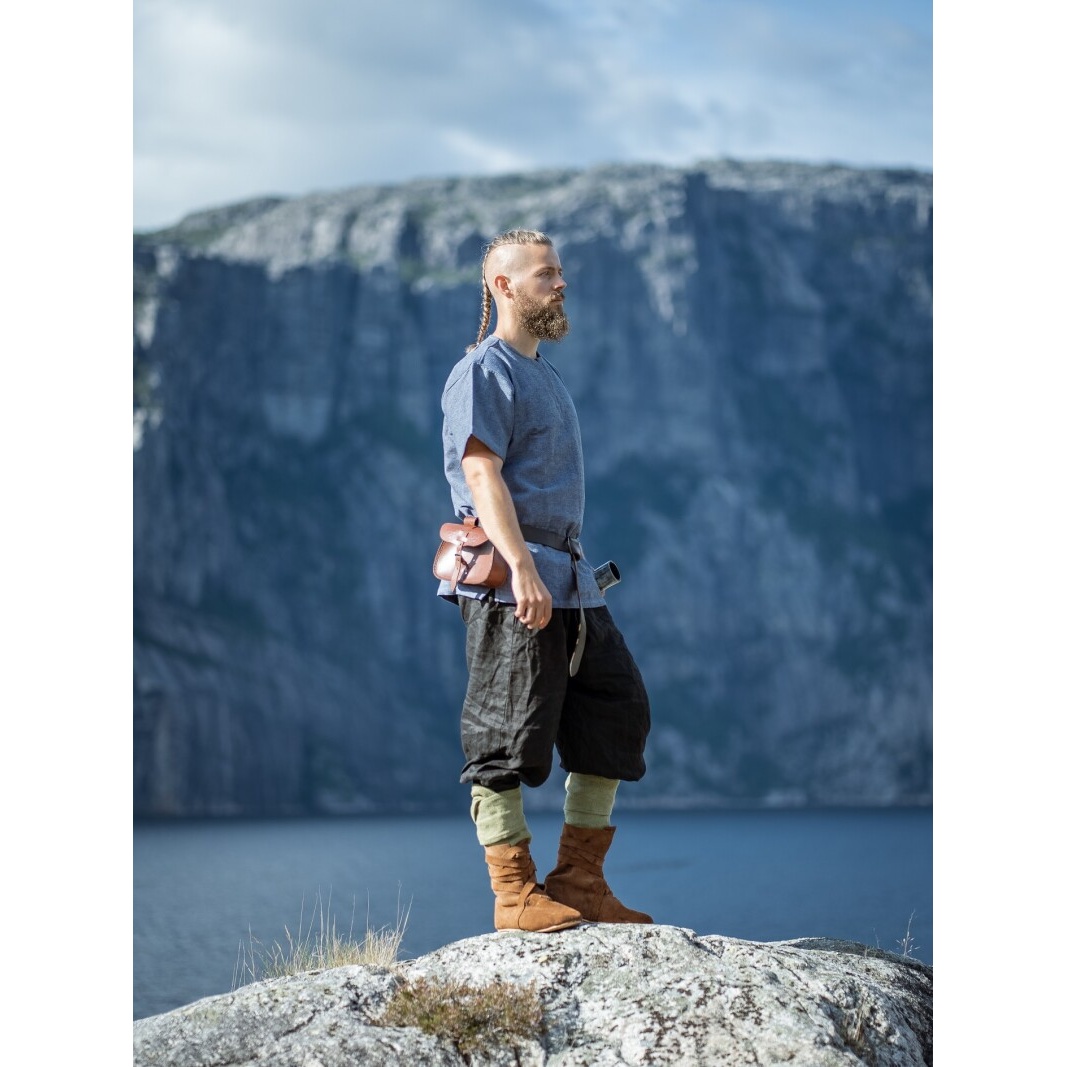 Medieval Viking Tunic Edmund Short Sleeve Blue-Grey