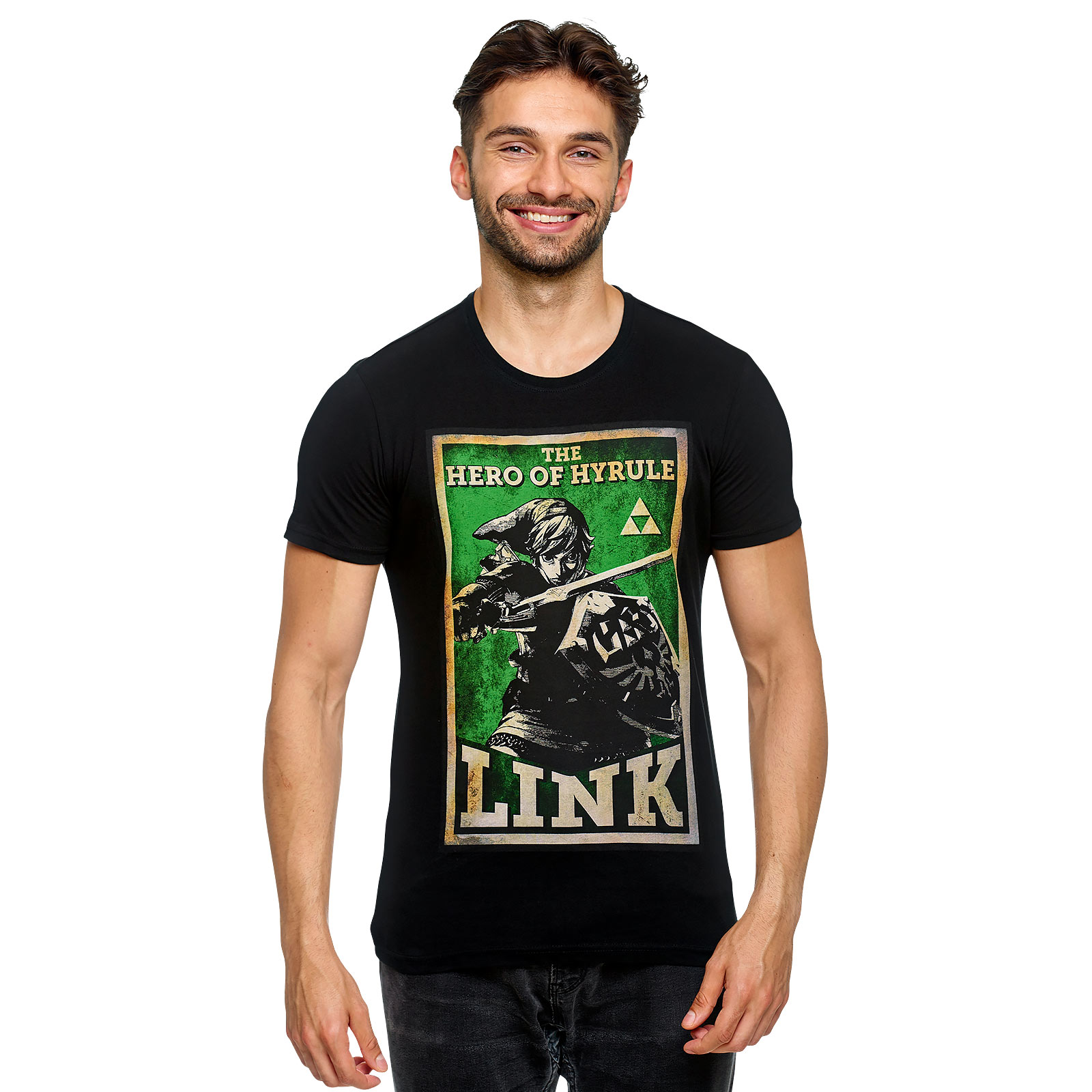 Zelda - Link Hero of Hyrule Propaganda Poster T-Shirt Black