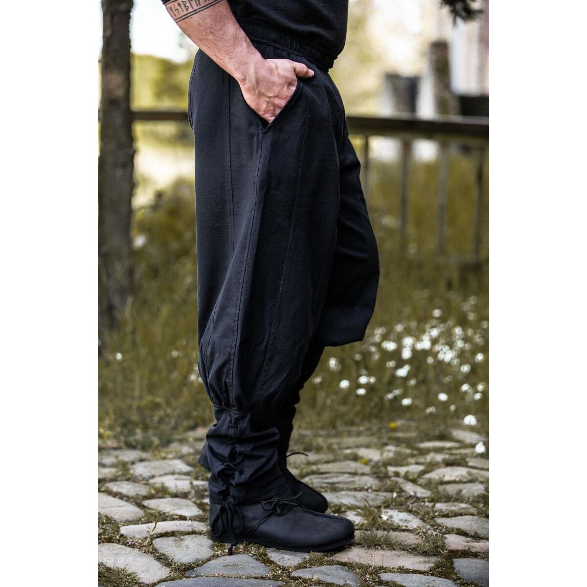 Middeleeuwse broek Tiago met beenvetering zwart