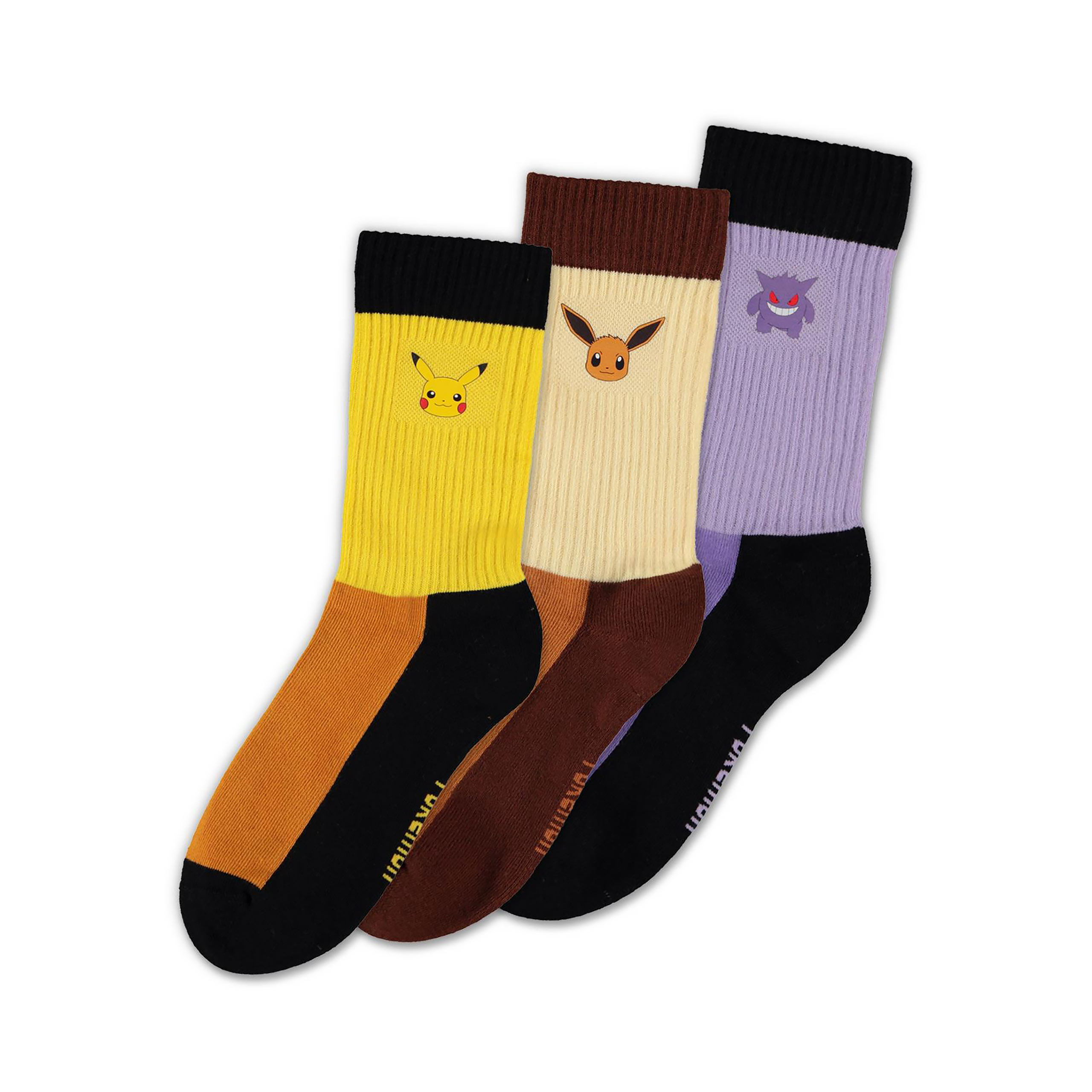 Pokemon - Pack de 3 calcetines Pikachu, Eevee y Gengar