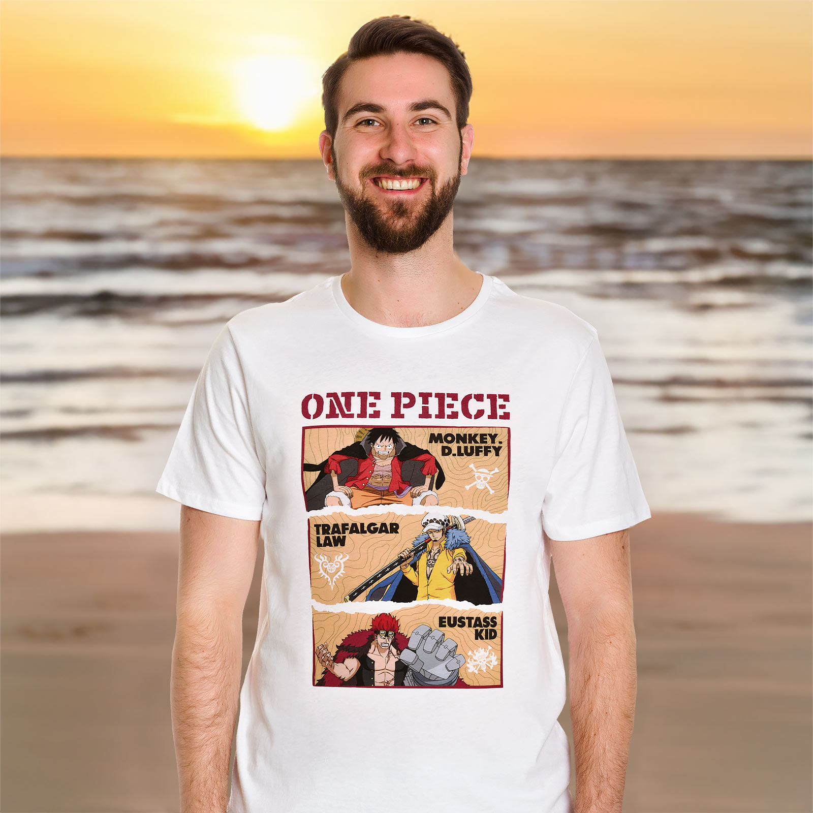 One Piece - T-Shirt Personaggi Bianca