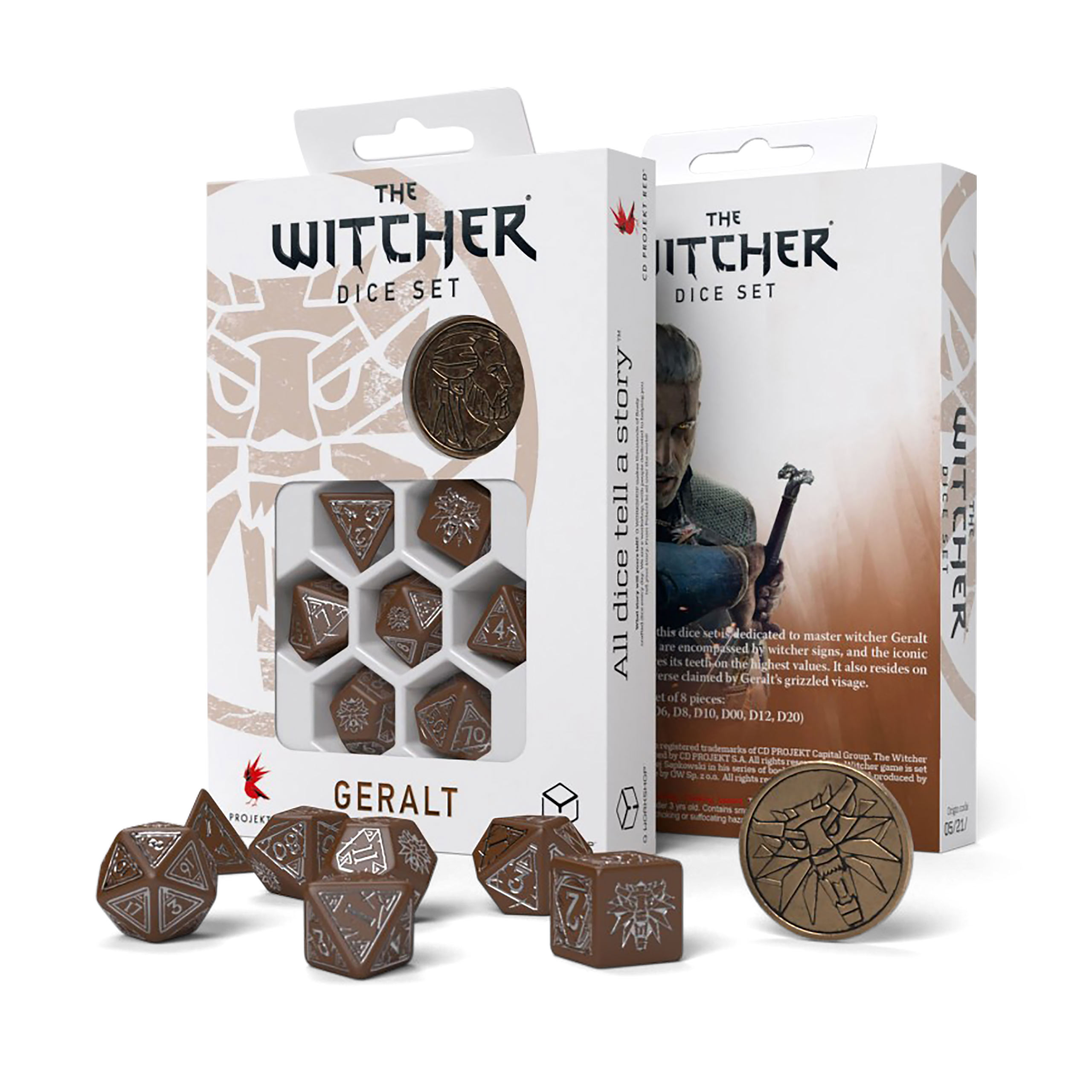 Witcher - Geralt Roach's Companion RPG Dice Set 7pc with Collector's Coin