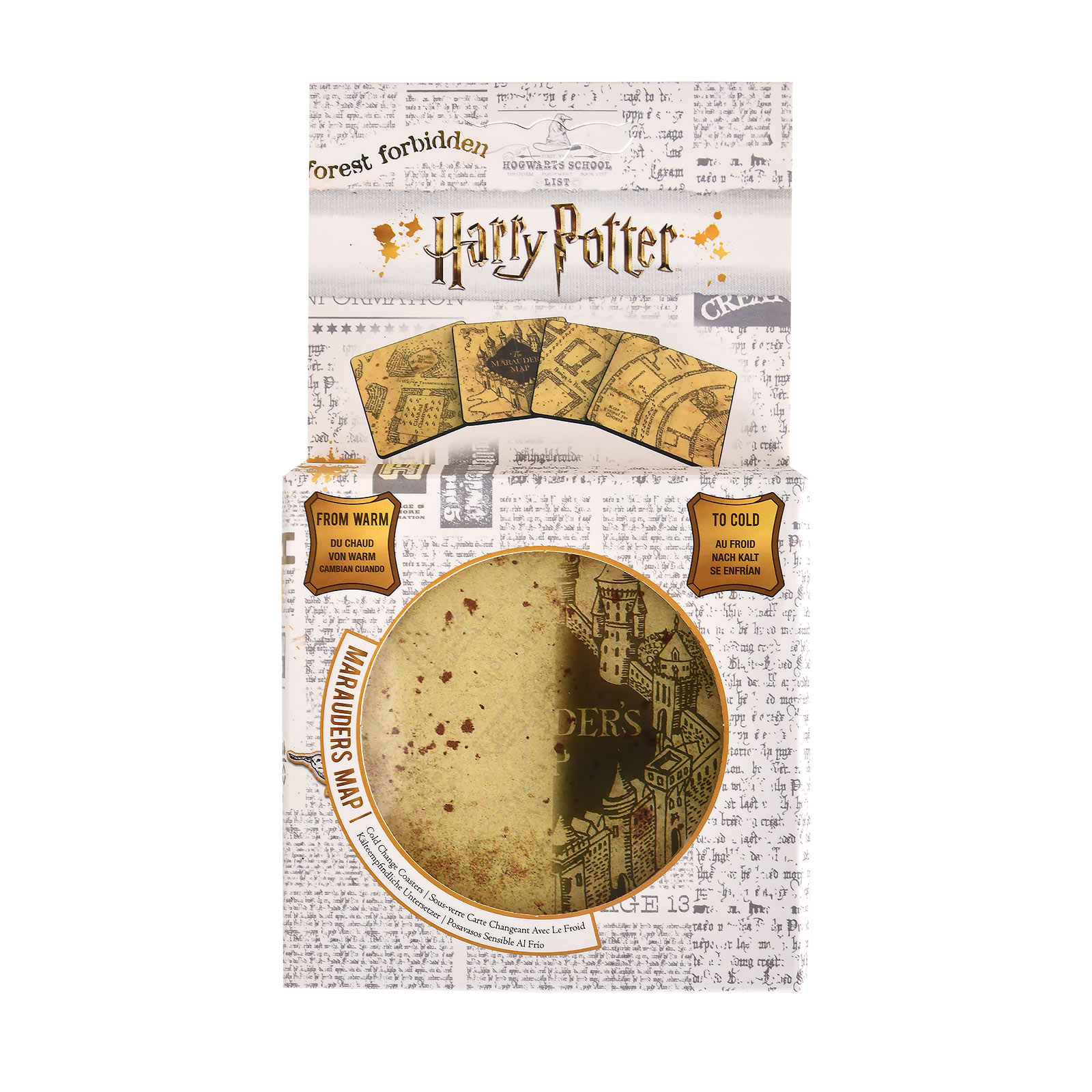 Harry Potter - Karte des Rumtreibers Kälteeffekt Untersetzer 4er Set