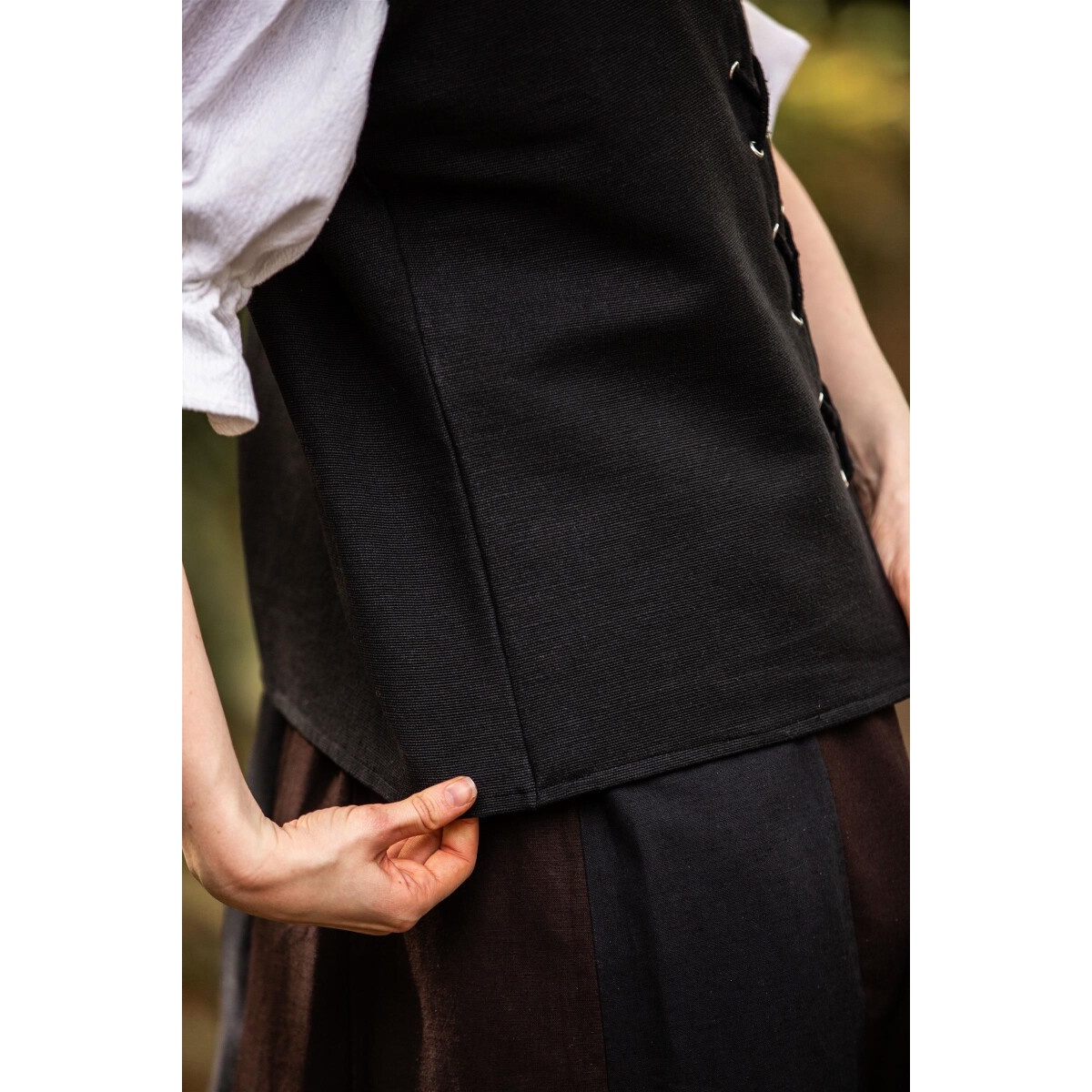 Gilet médiéval en coton Franziska noir