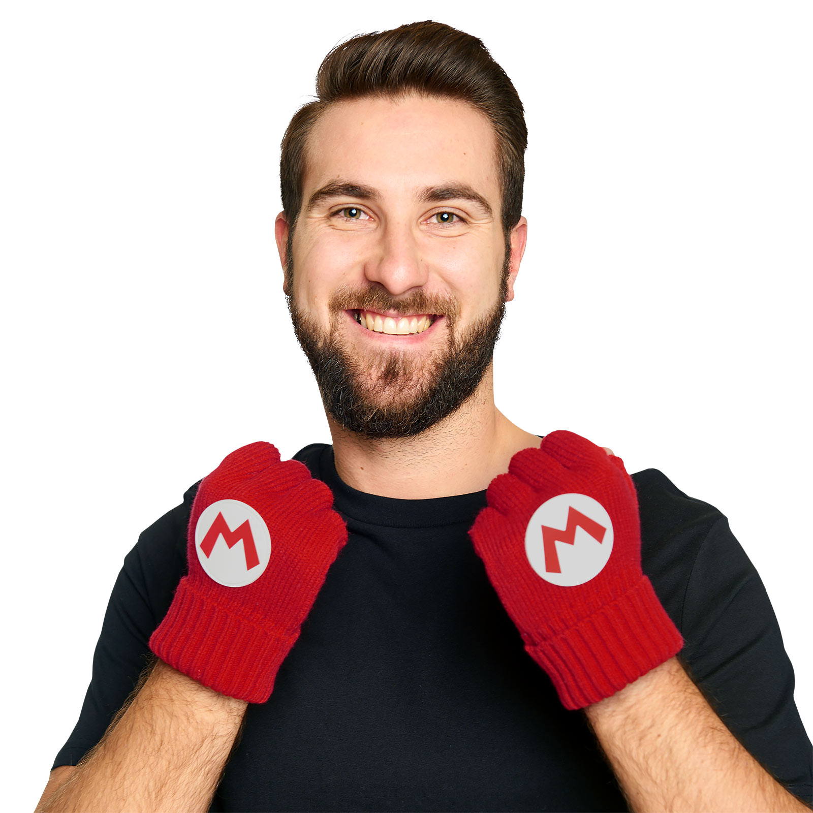 Super Mario - Fingerless Logo Gloves Red