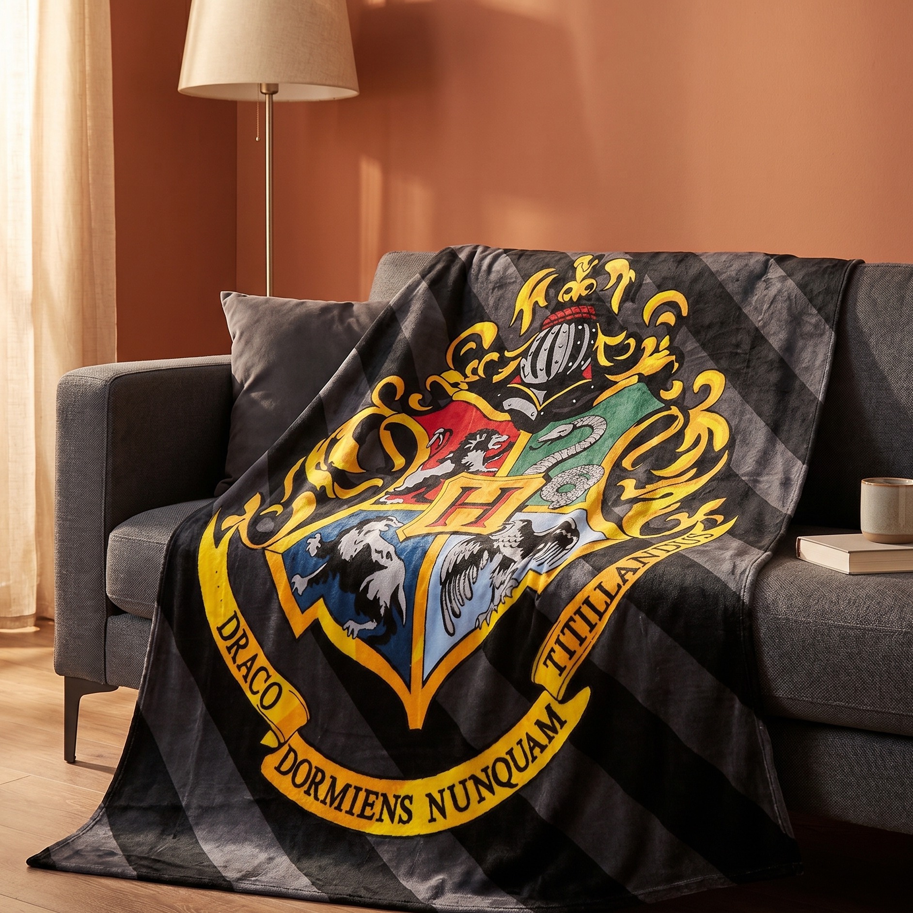 Harry Potter - Coperta morbida con stemma di Hogwarts