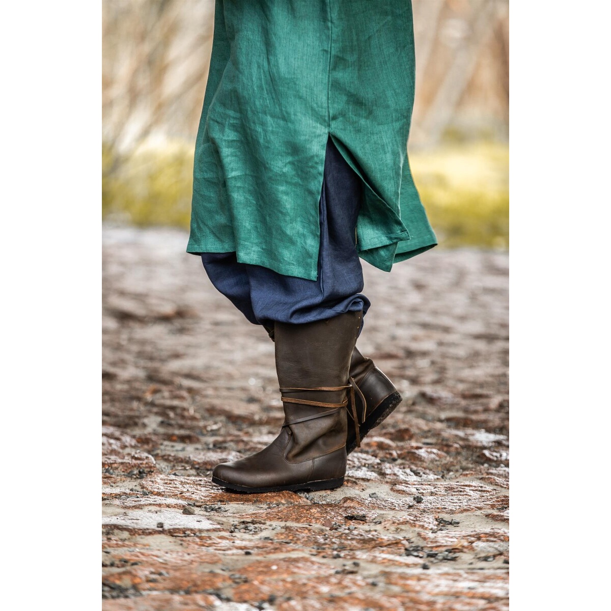 Túnica medieval de lino Halvar verde