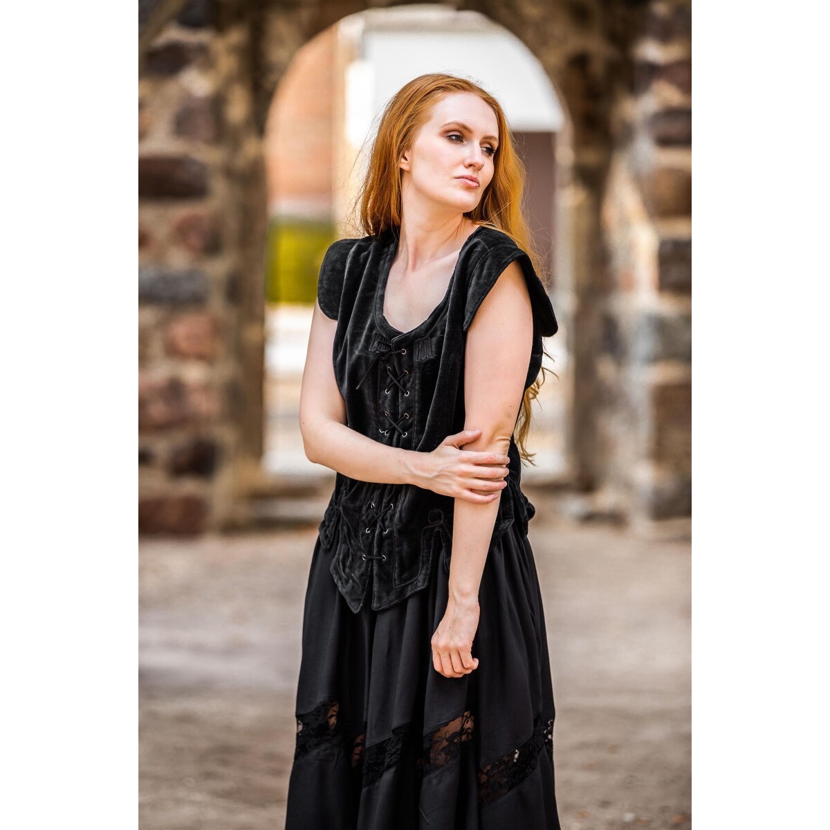 Medieval Velvet Bodice Vest Adrienne black