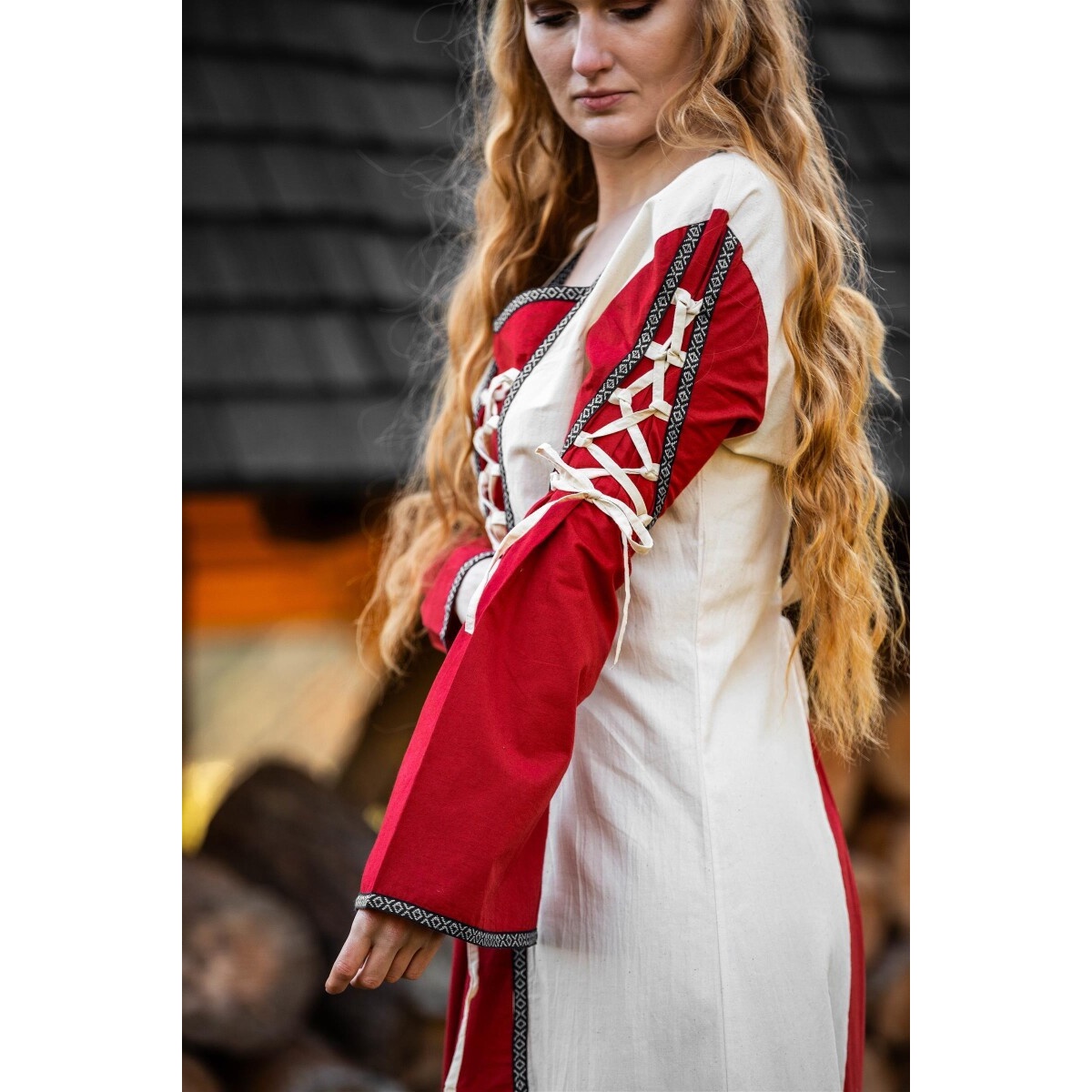 Medieval Dress Amalia beige-red