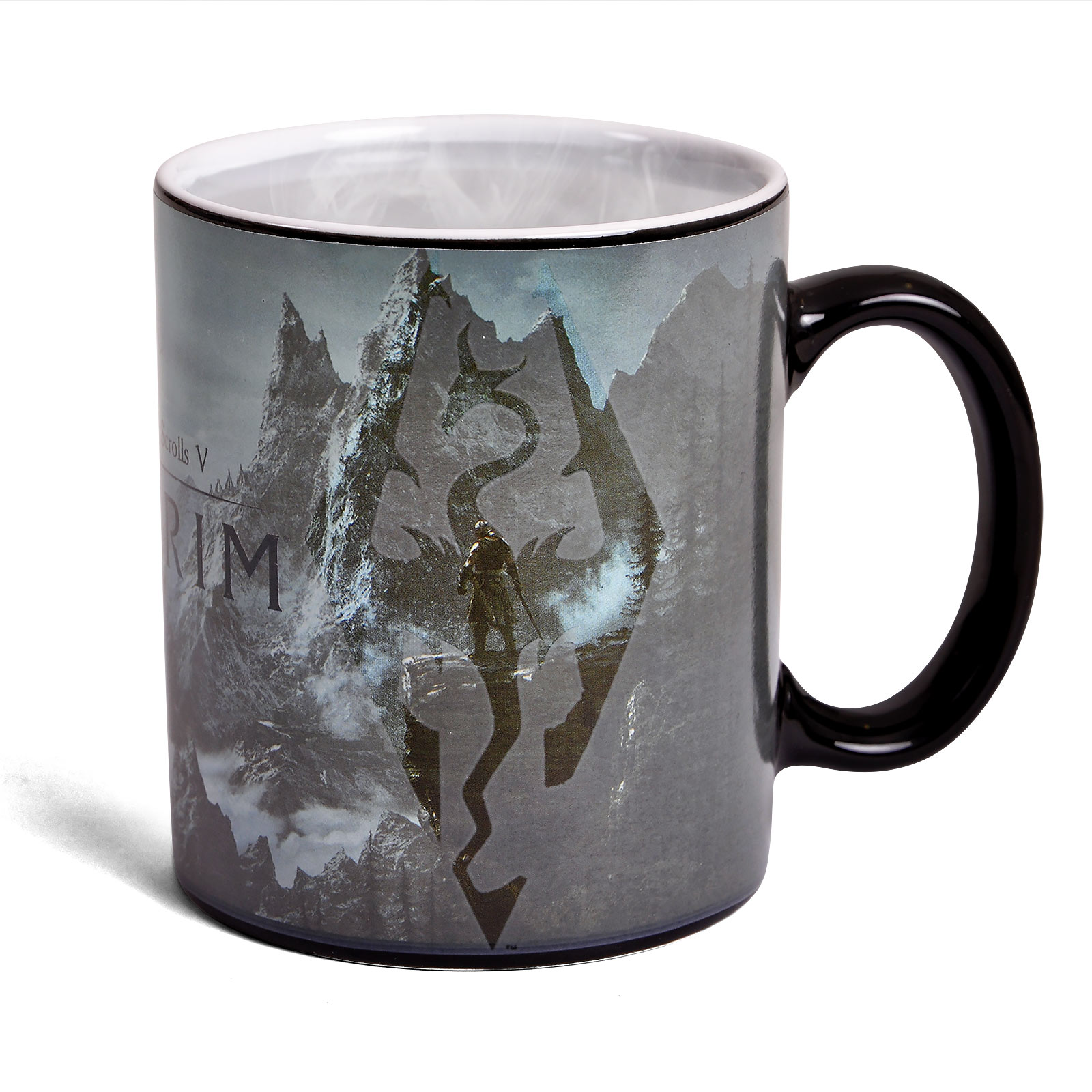 Skyrim - Mug à effet thermique avec logo Dragon