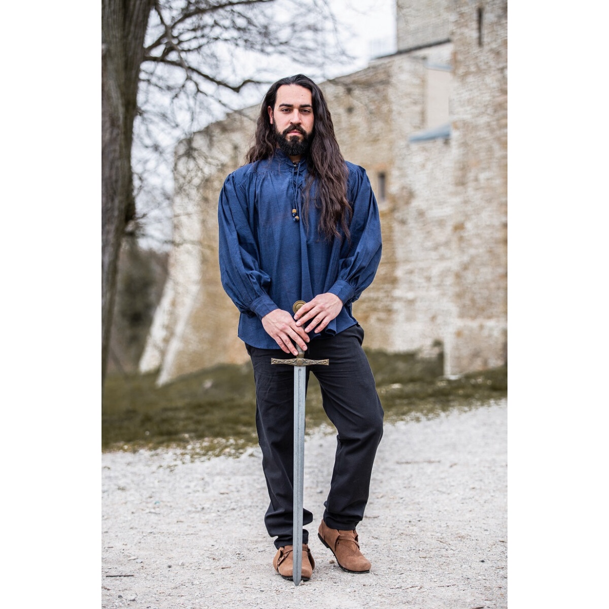 Camicia medievale Leopold blu