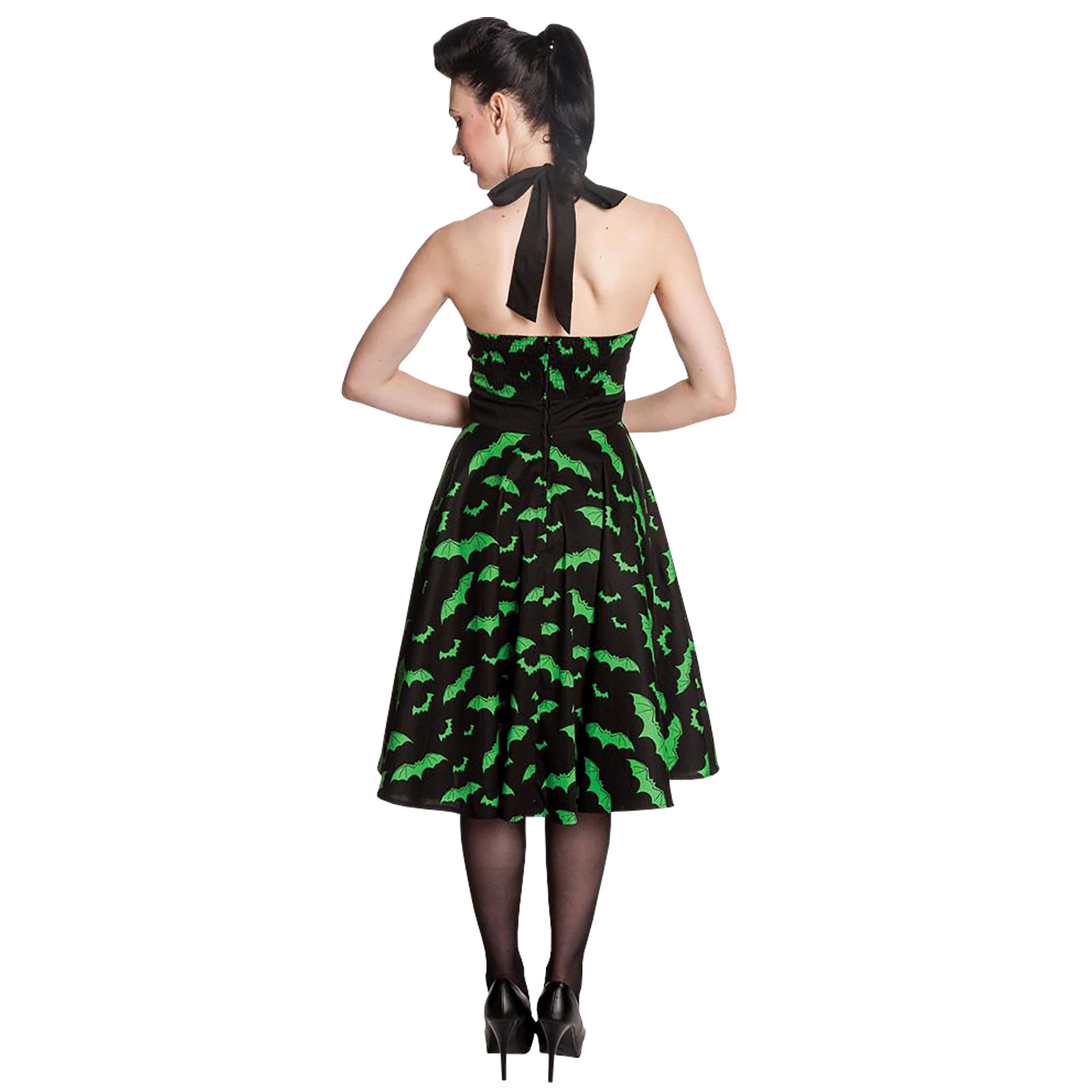 Rockabilly-Kleid Bat schwarz-grün