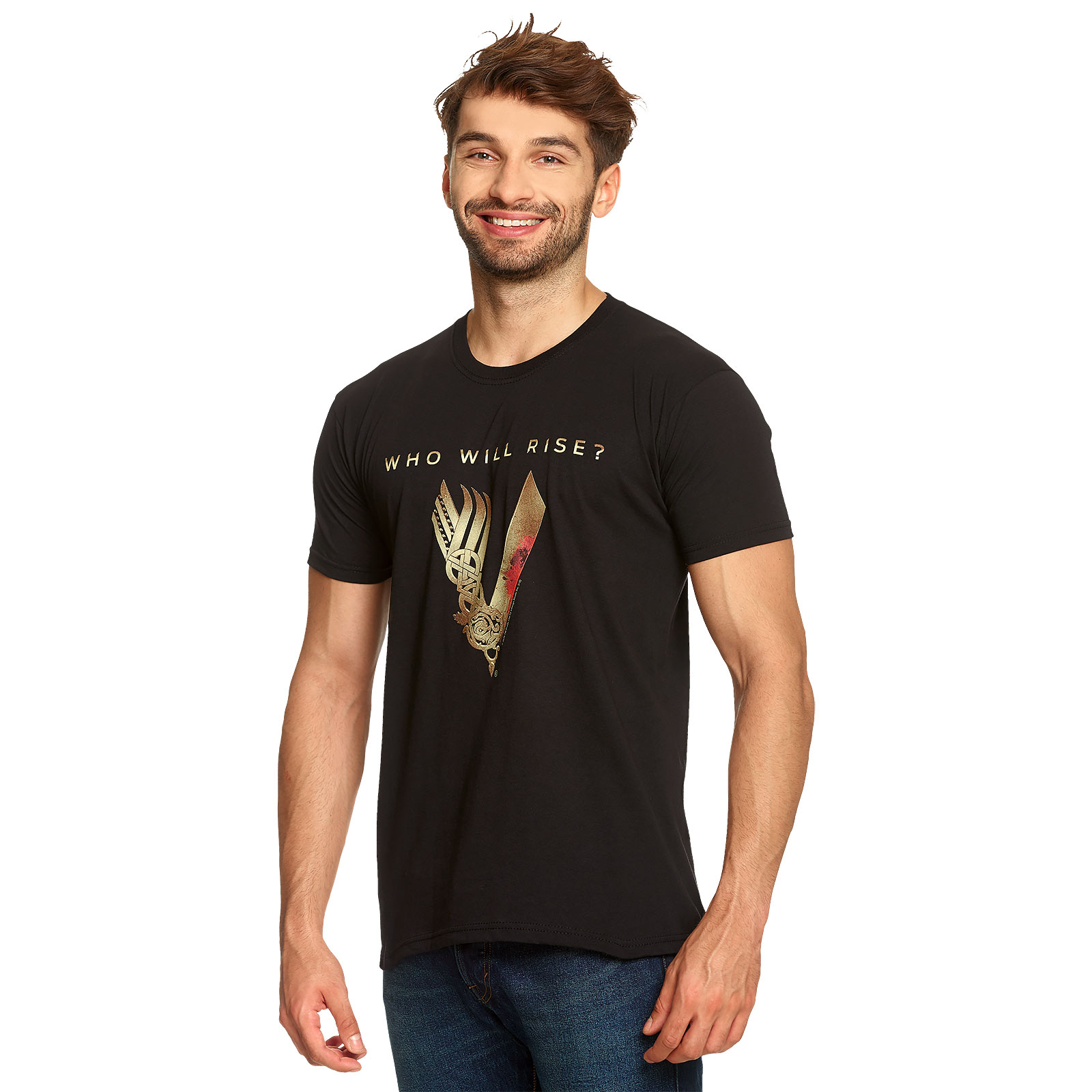 Vikings - Who Will Rise Logo T-Shirt Zwart