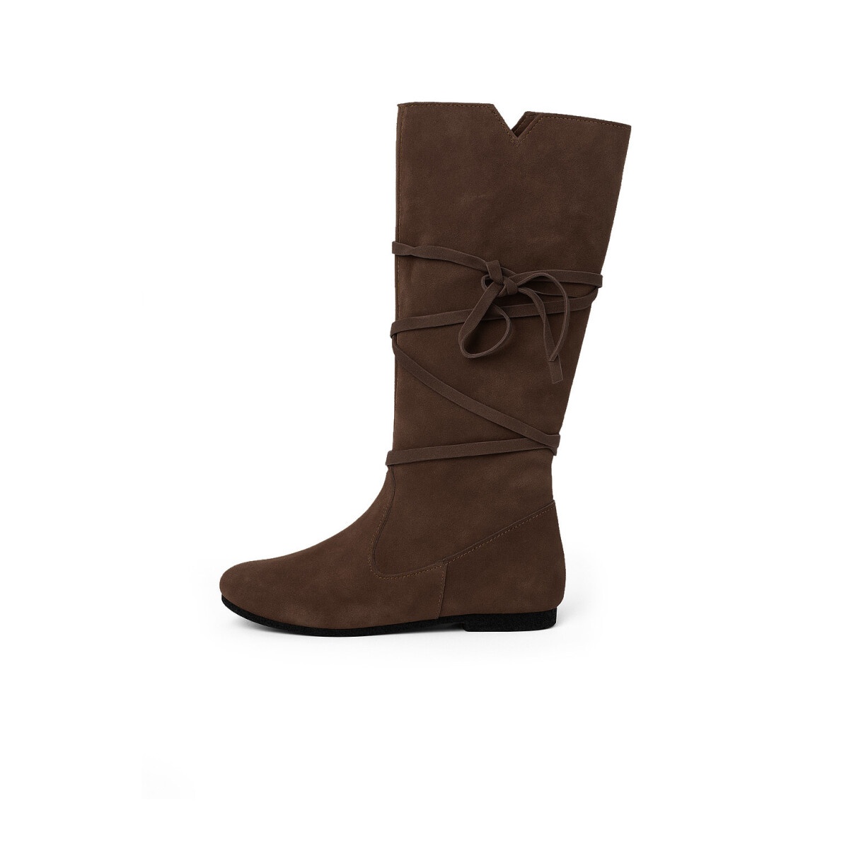 Stivali medievali in pelle scamosciata marrone scuro