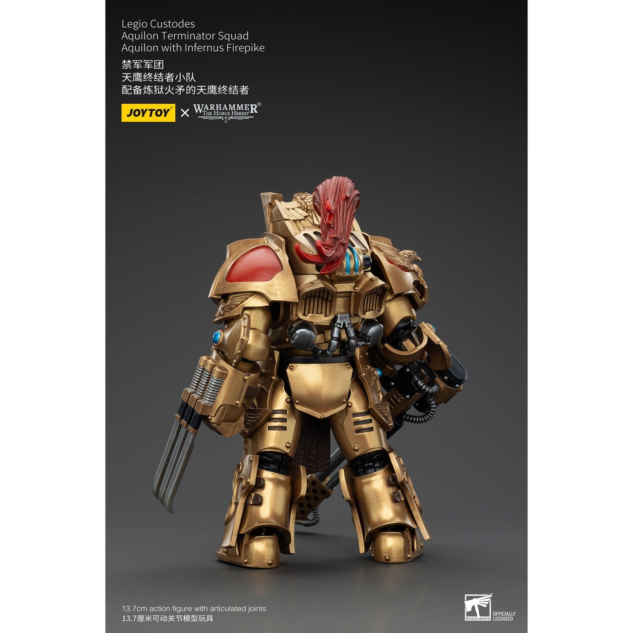 Warhammer The Horus Heresy Figurine articulée 1/18 Legio Custodes Aquilon Terminator Squad Aquilon avec Infernus Firepike 14 cm