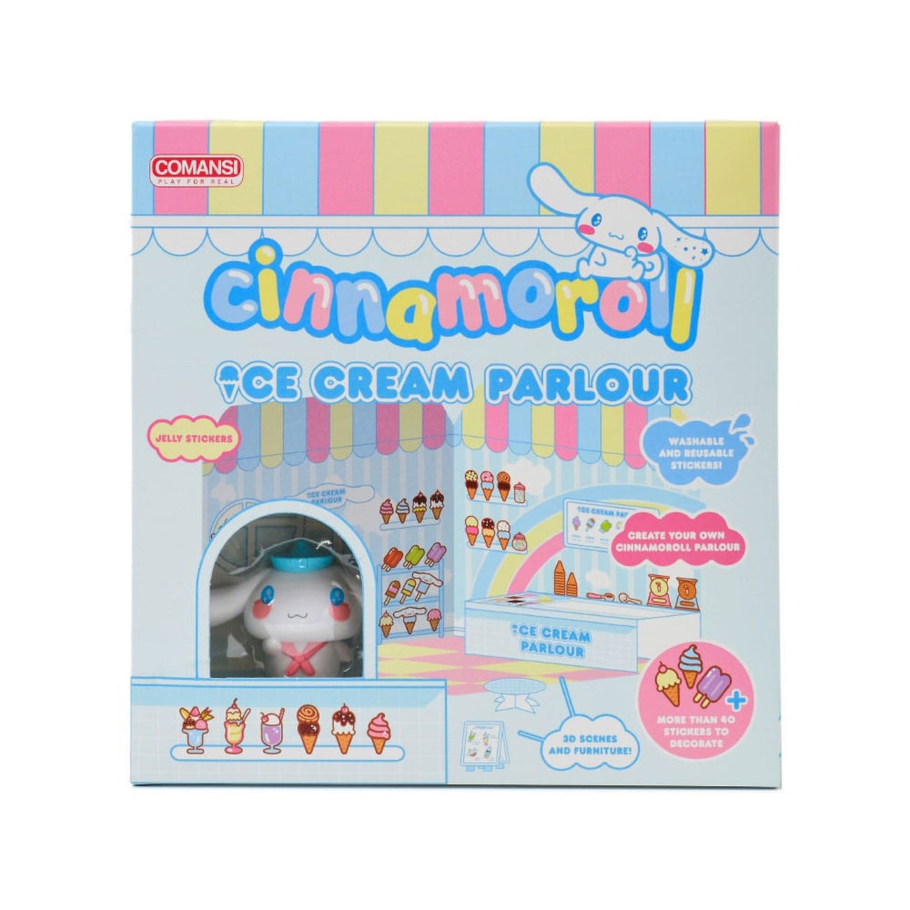 Hello Kitty and Friends Mini Figure Sticker House Cinnamoroll Ice Cream Parlour