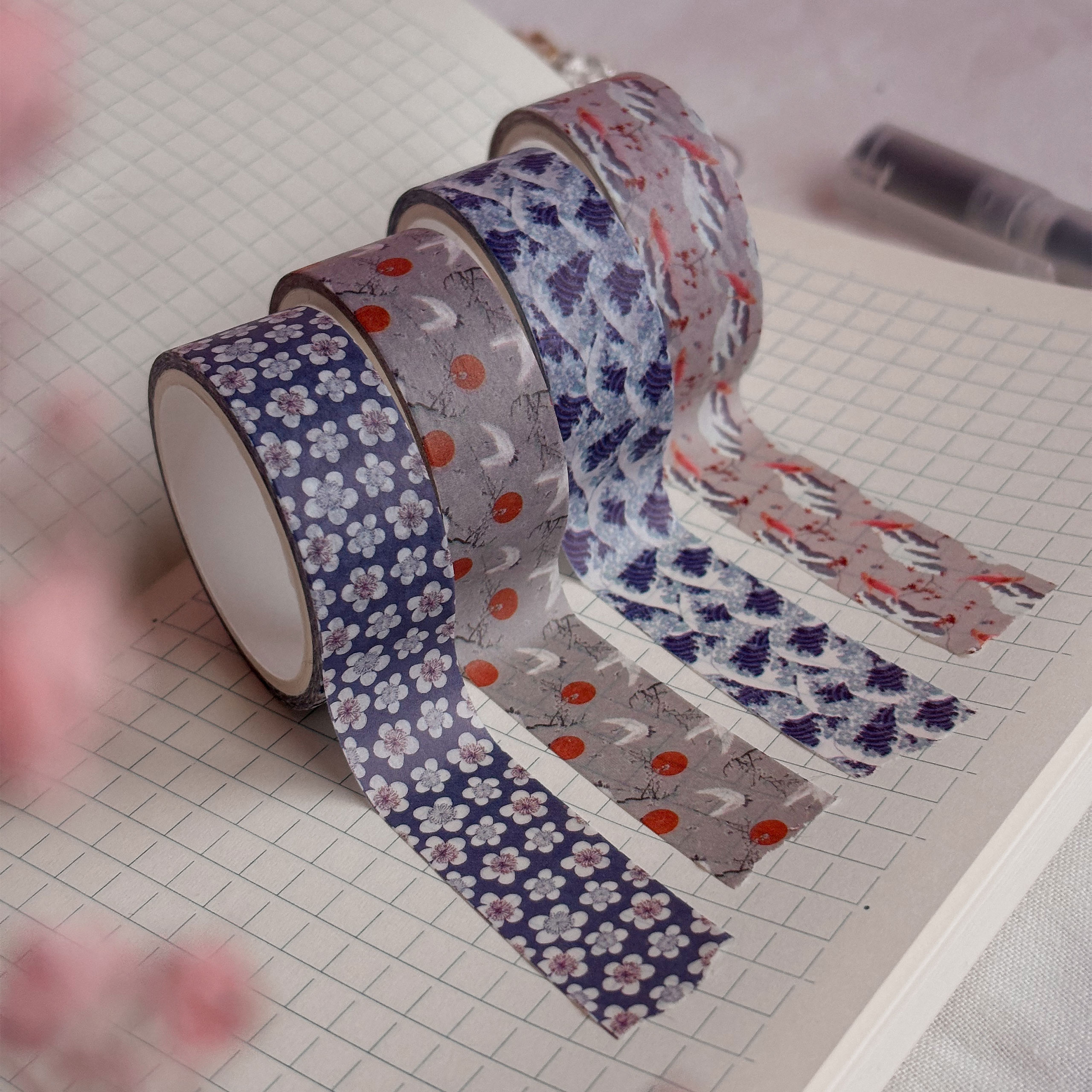 The Great Wave off Kanagawa - Katsushika Hokusai Washi Tapes 4-piece Set