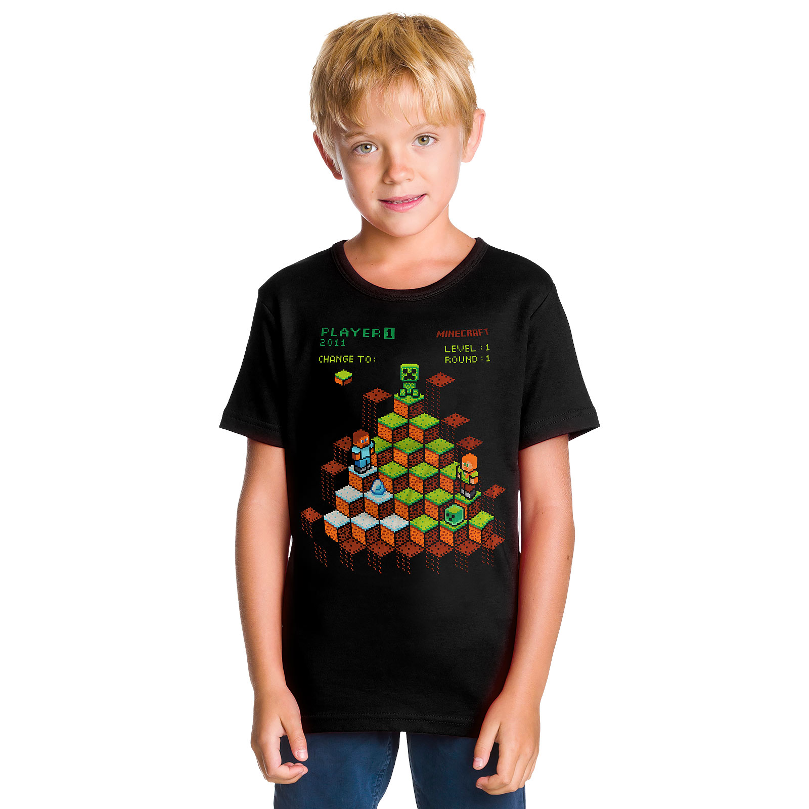 Minecraft - Miner Mountain Retro T-shirt Kinderen zwart