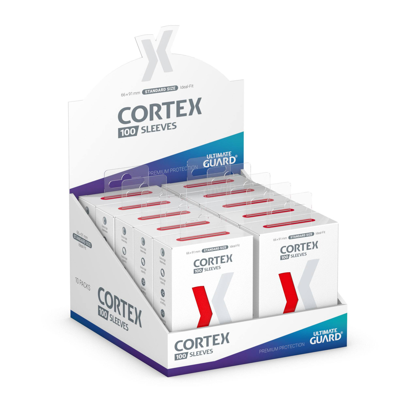 Protèges-cartes Cortex rouges (lot de 100) Ultimate Guard – format standard TCG