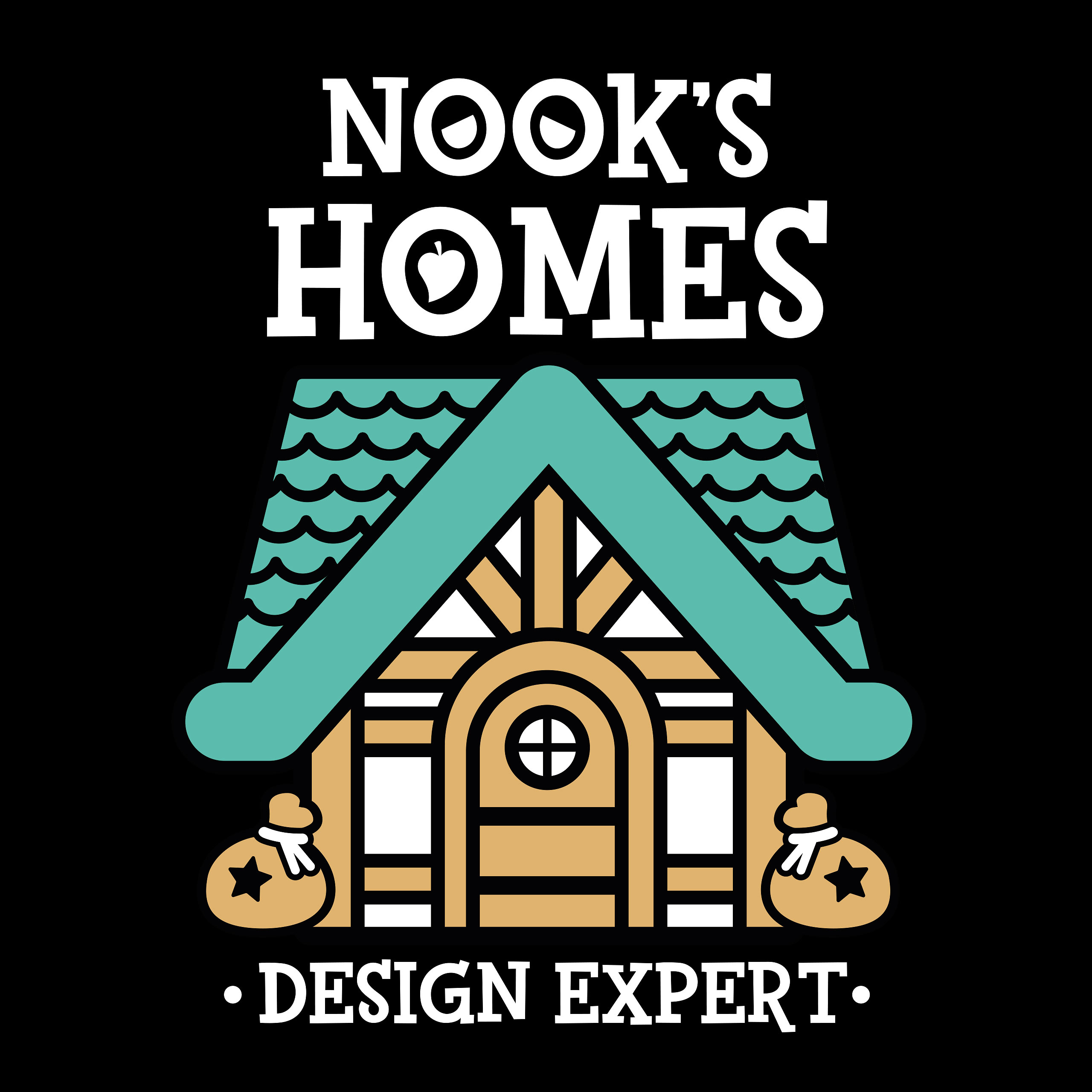 Nook's Homes T-Shirt voor Animal Crossing Fans Zwart