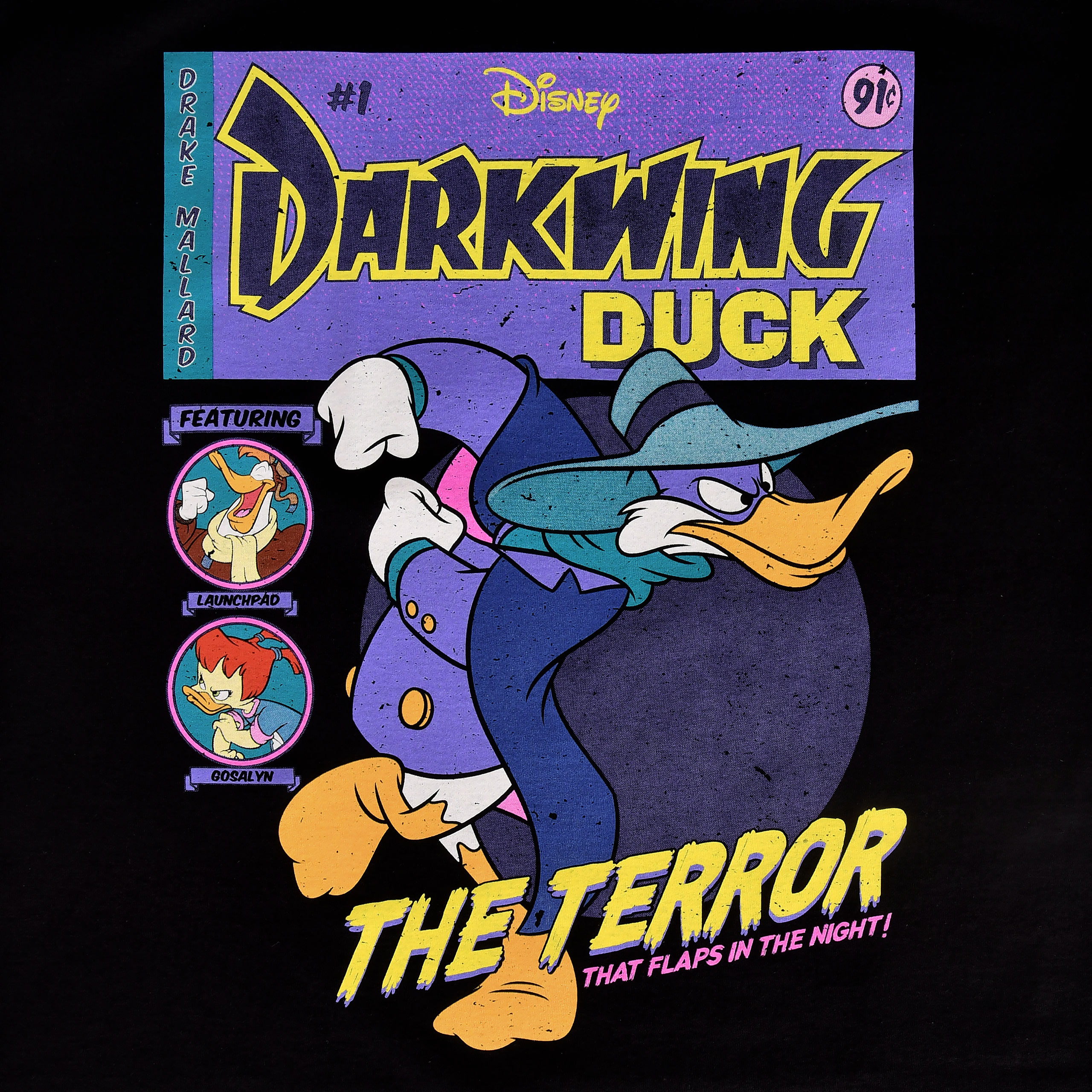 Darkwing Duck - T-shirt de couverture de bande dessinée noir
