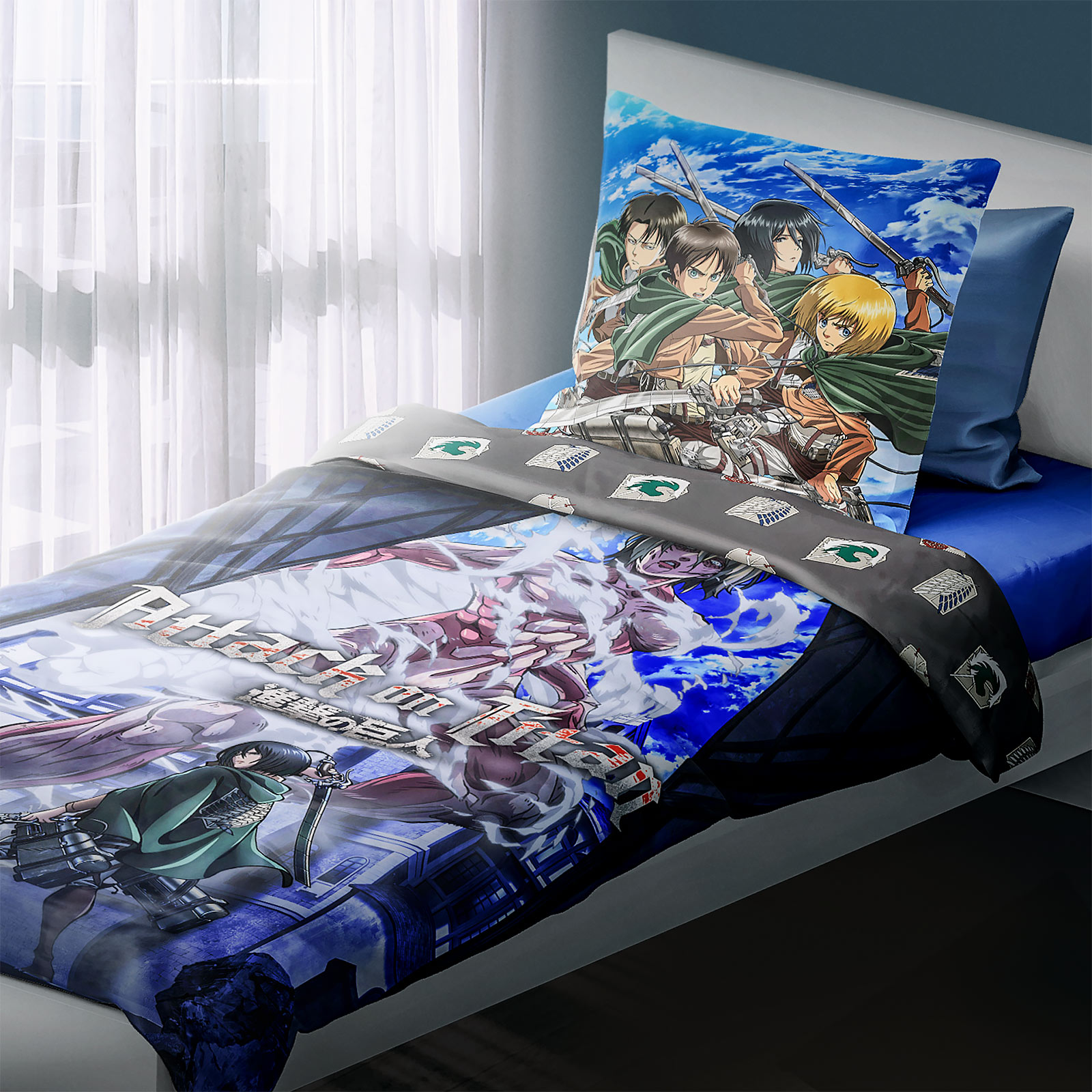 Attack on Titan - Ropa de cama reversible Fight