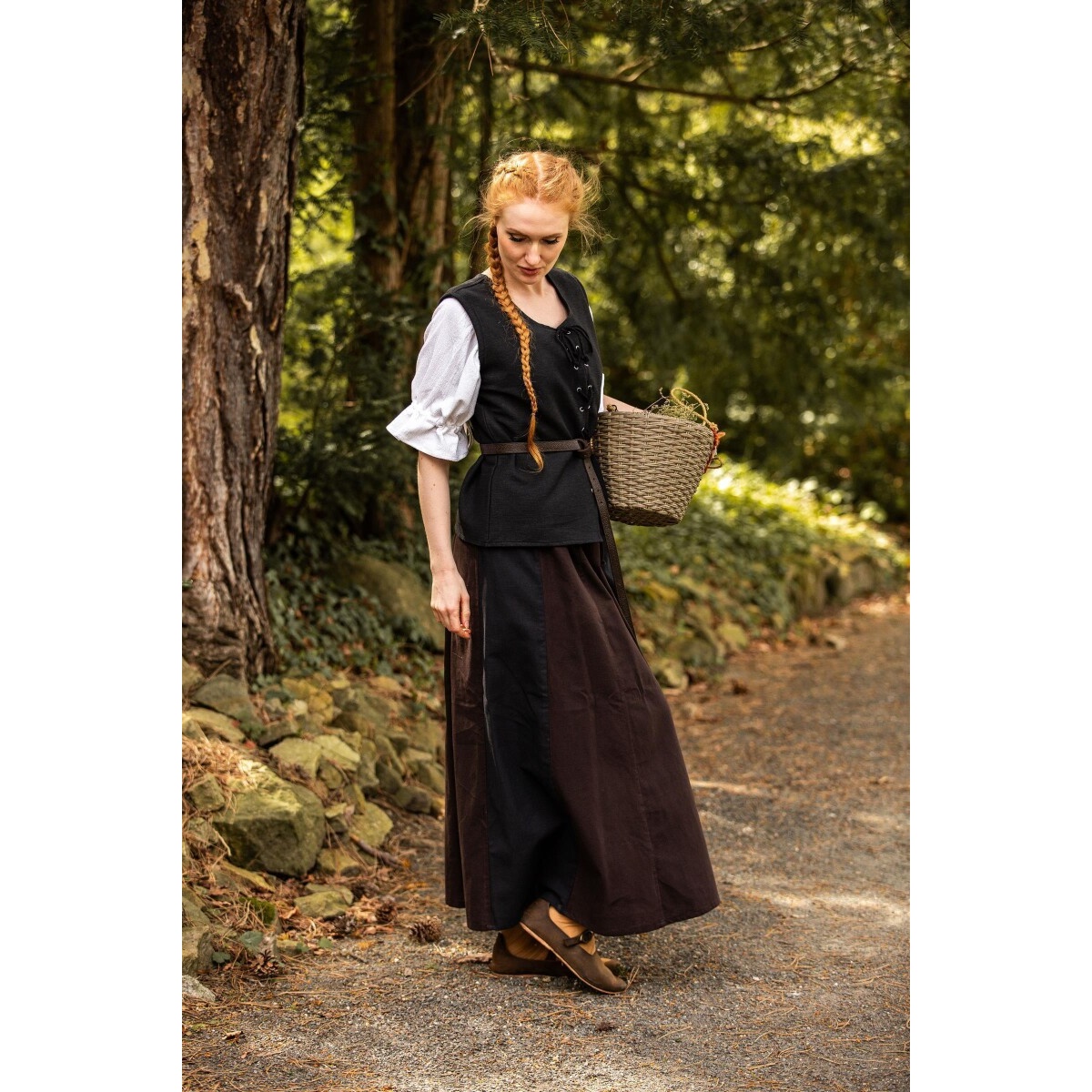 Gilet médiéval en coton Franziska noir