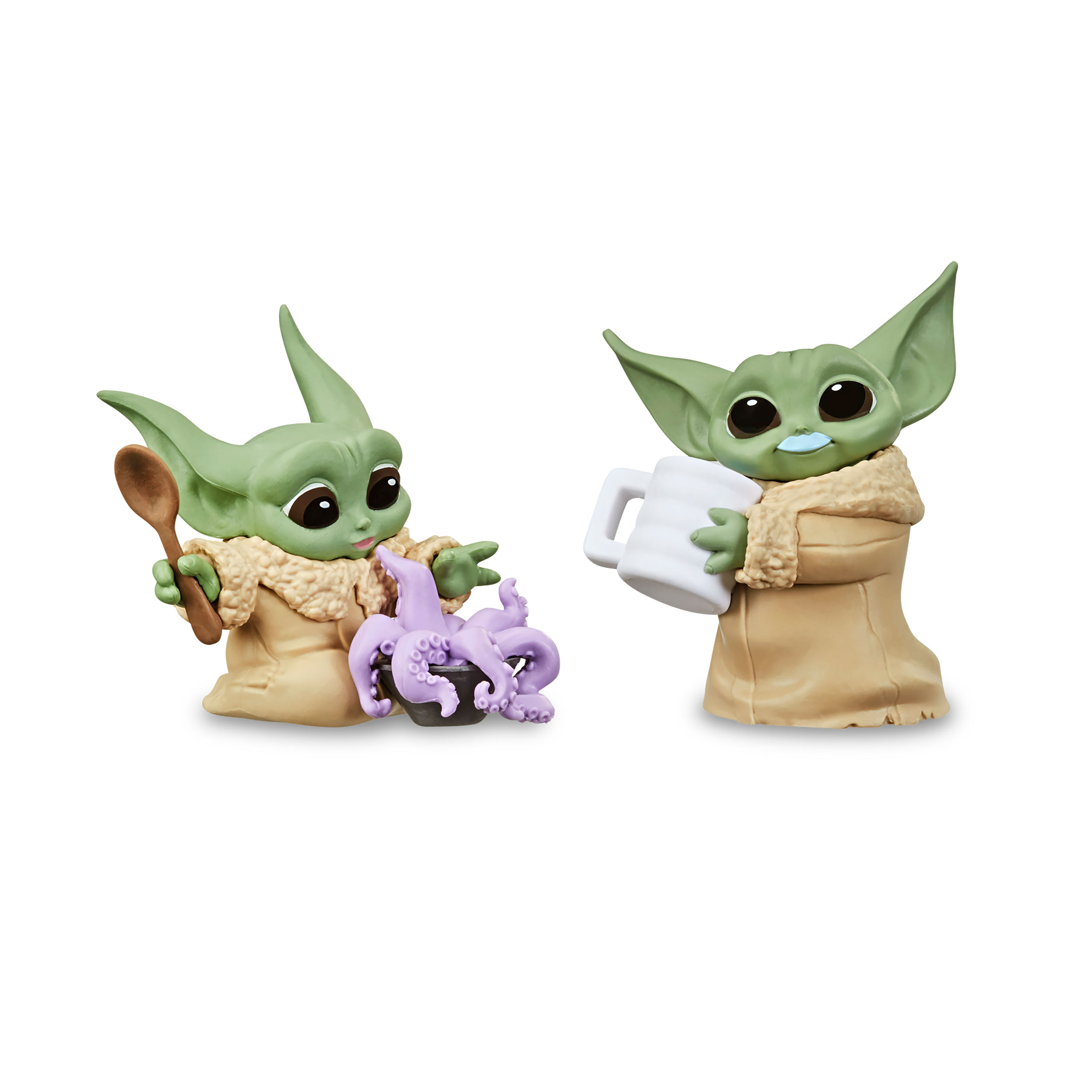 Grogu avec ensemble de mini-figurines en pose de soupe de tentacules et de moustache de lait - Star Wars The Mandalorian
