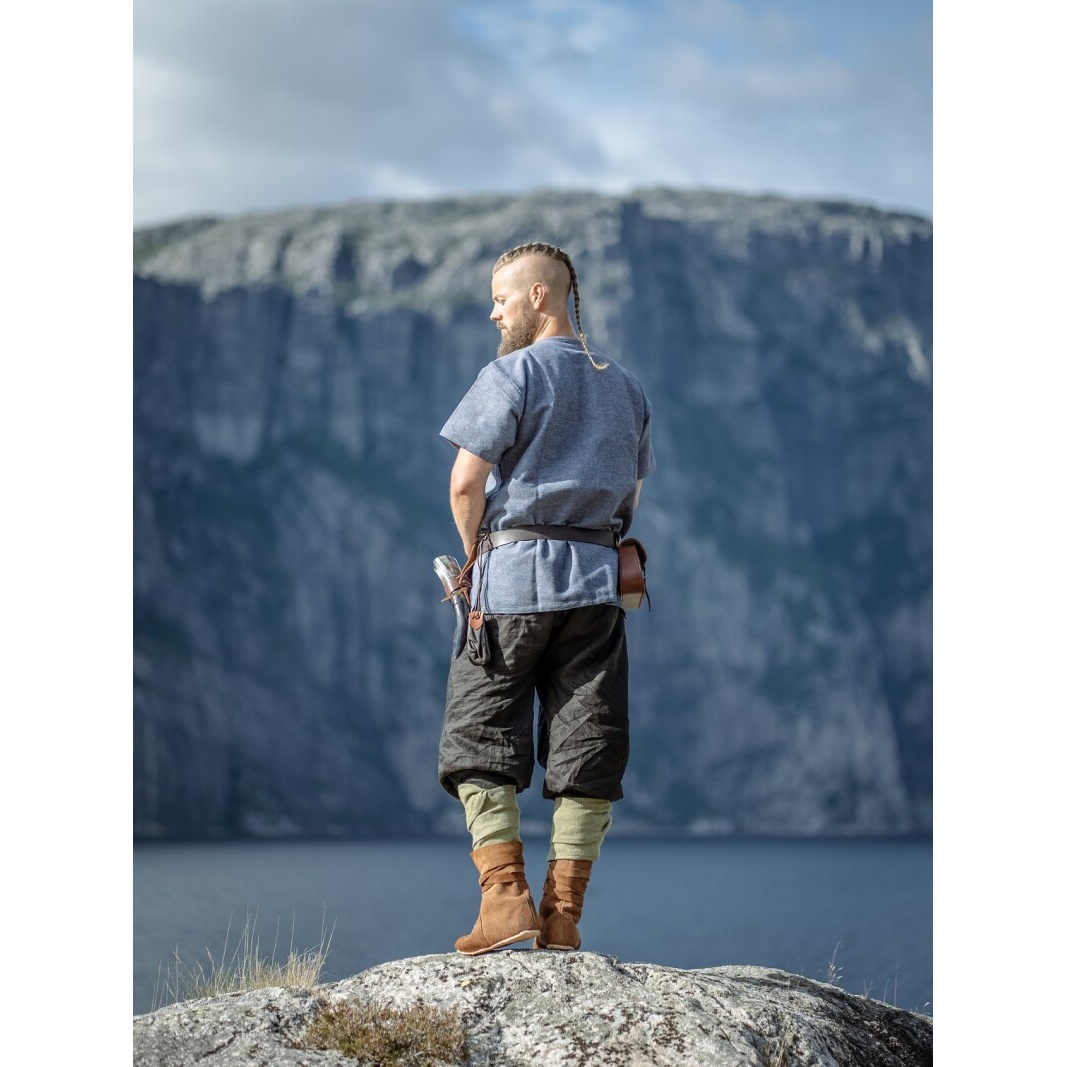 Medieval Viking Tunic Edmund Short Sleeve Blue-Grey