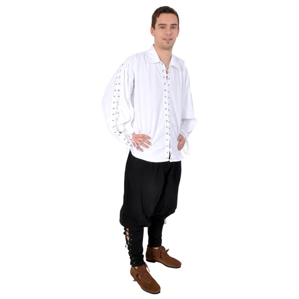 Pirate shirt with lacing throughout white