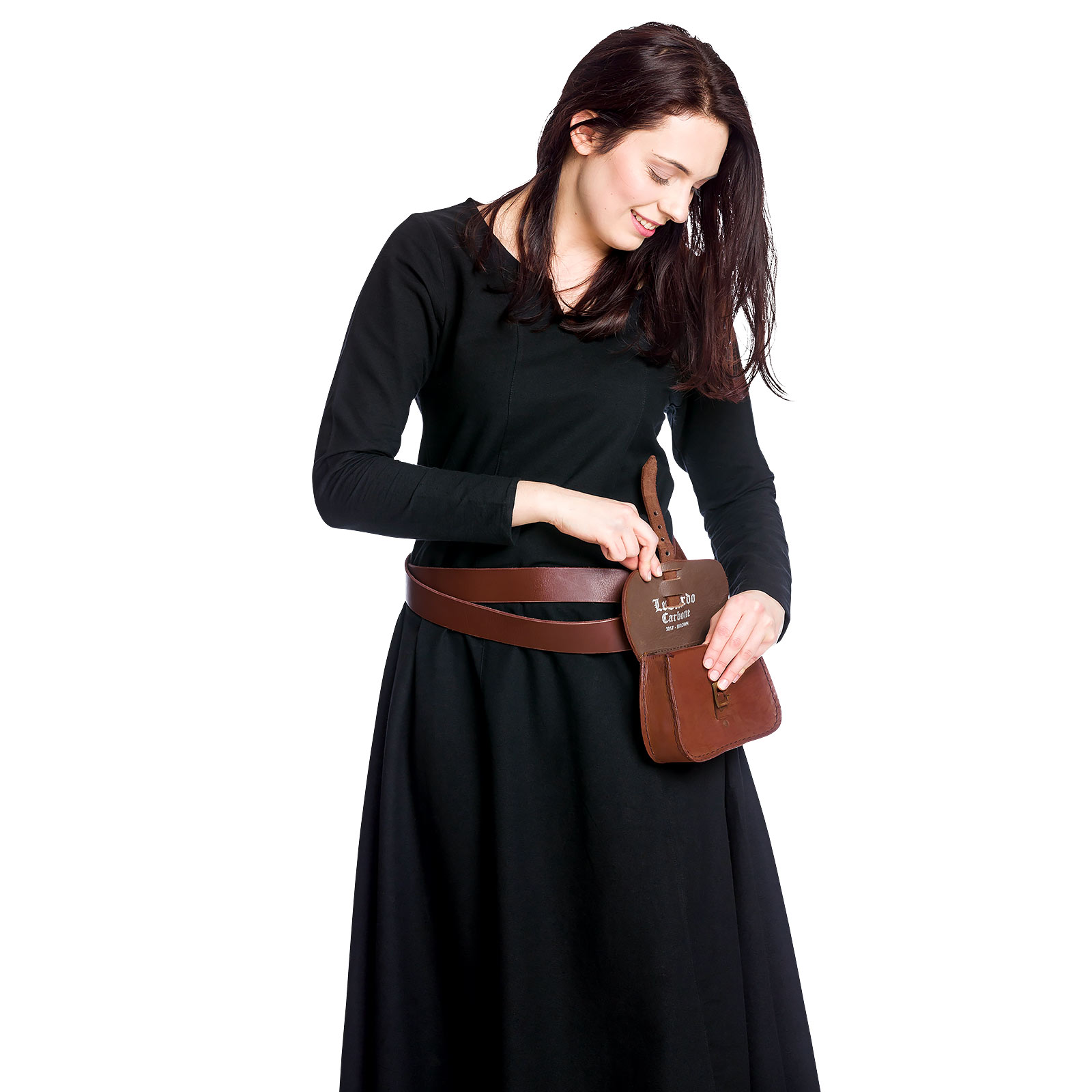 Sac ceinture médiéval avec embossage brun