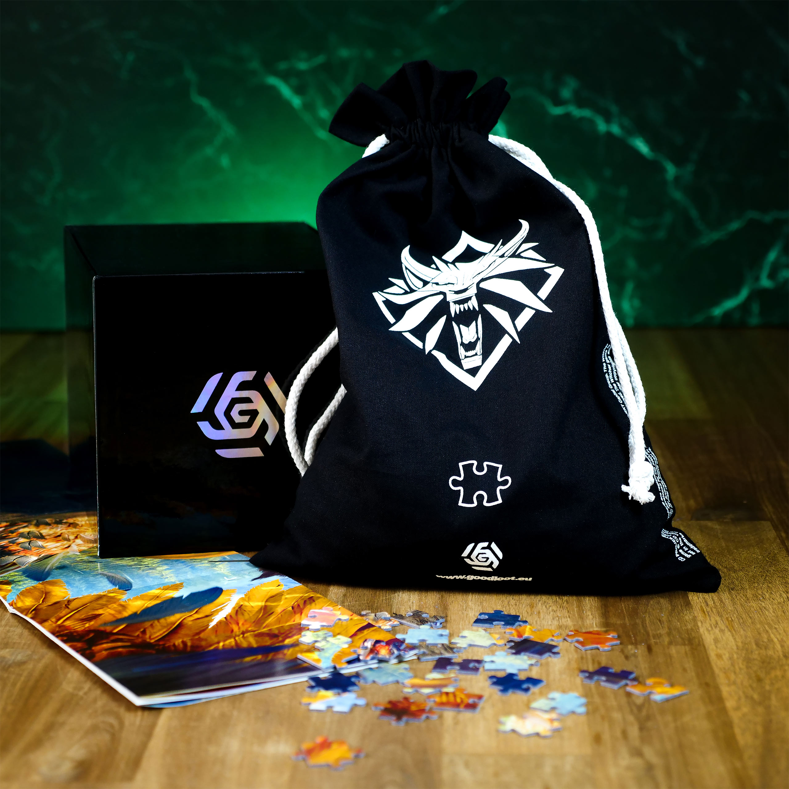 Witcher - Puzzle Geralt vs. Griffon avec sac en tissu logo