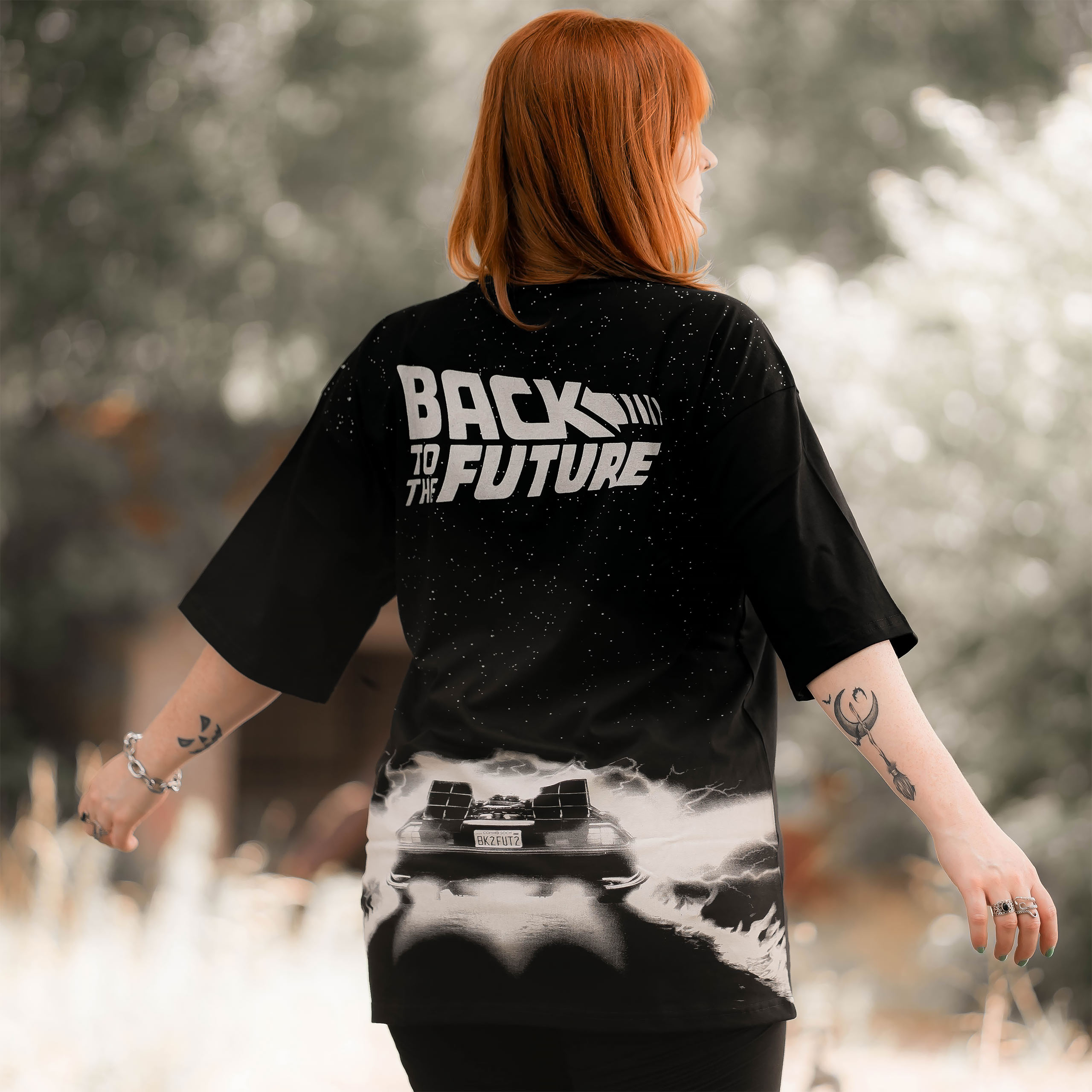 Regreso al Futuro - Camiseta Oversize DeLorean negra