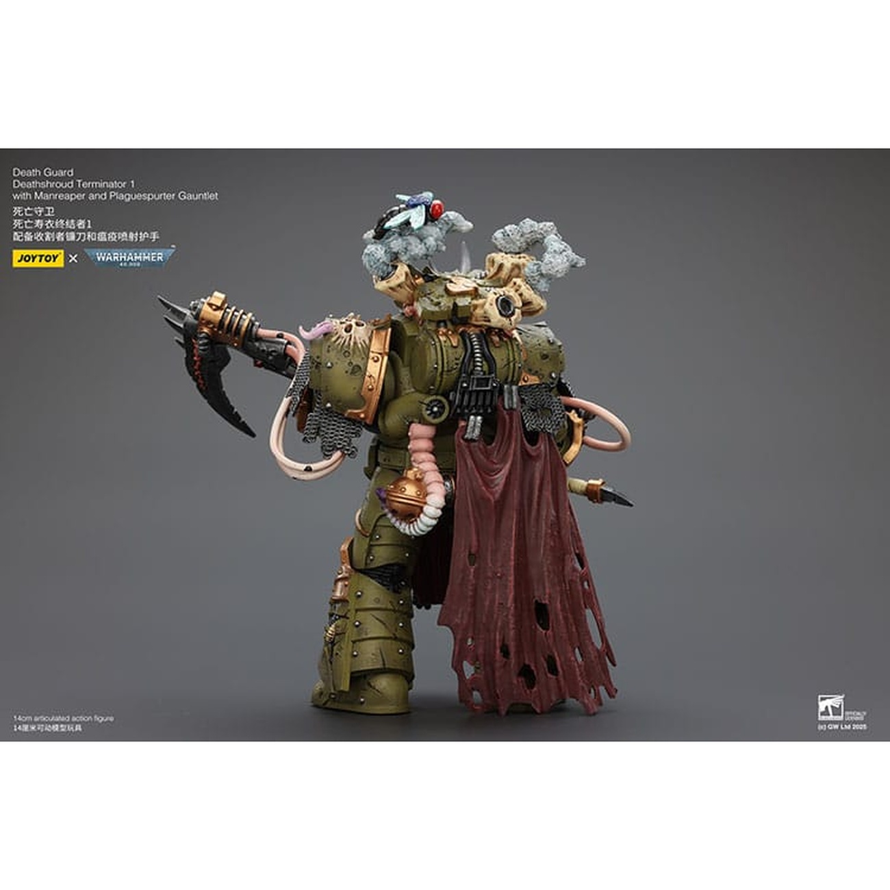 Warhammer 40k Actionfigur 1/18 Death Guard Deathshroud Terminator 1 with Manreaper and Plaguespurter Gauntlet 14 cm