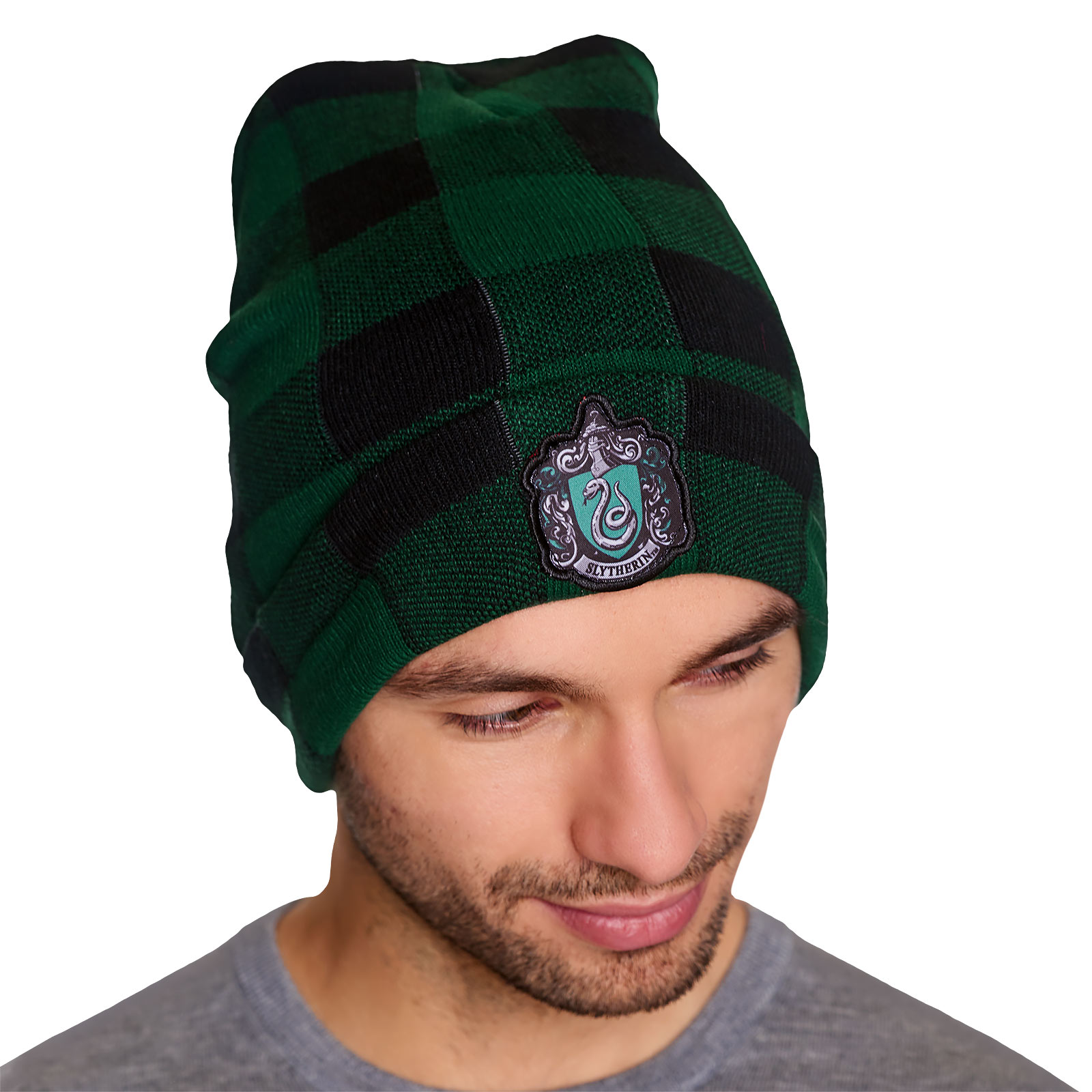 Harry Potter - Slytherin Crest Checkered Beanie