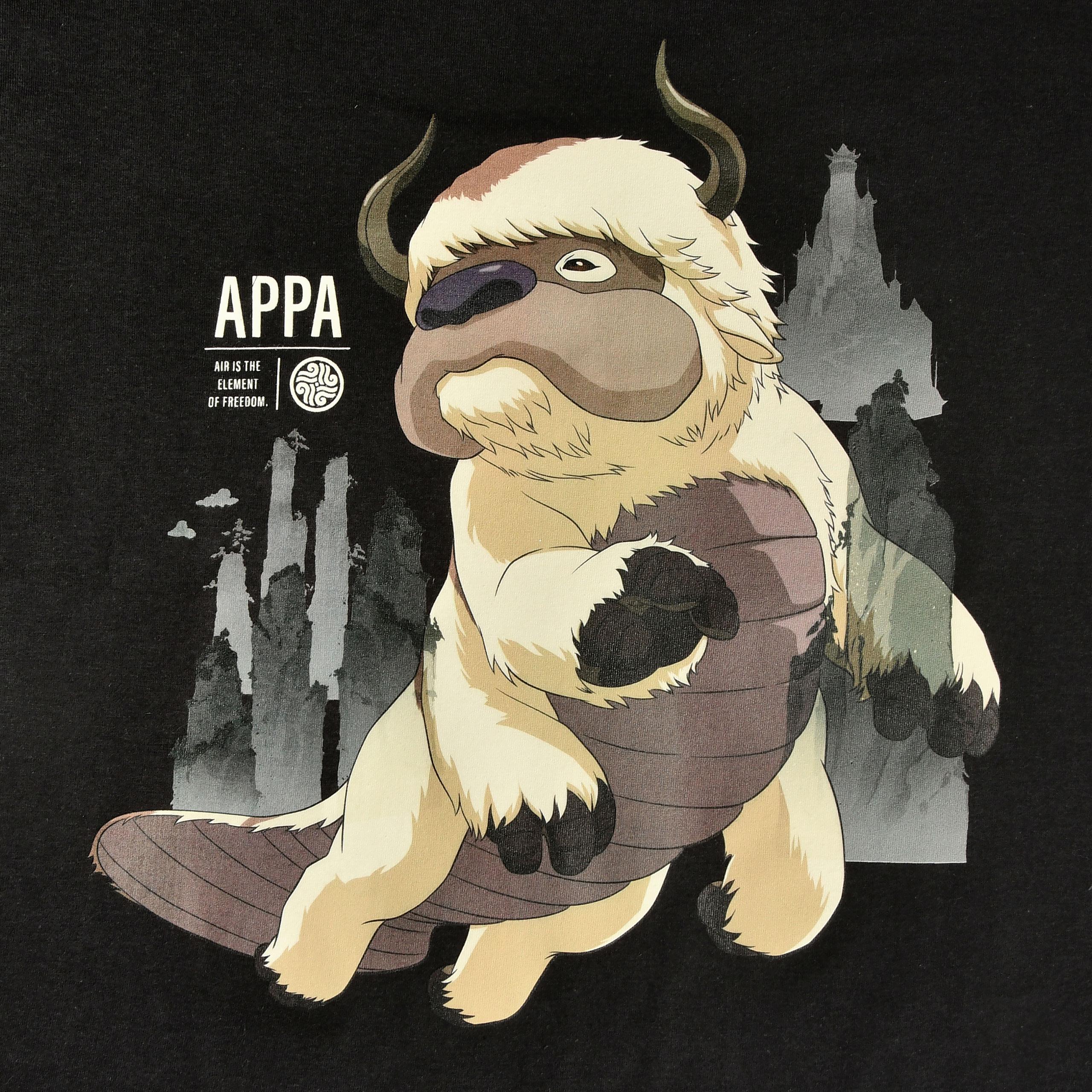 Avatar L'Ultimo Dominatore dell'Aria - T-shirt di Appa Volante Nera