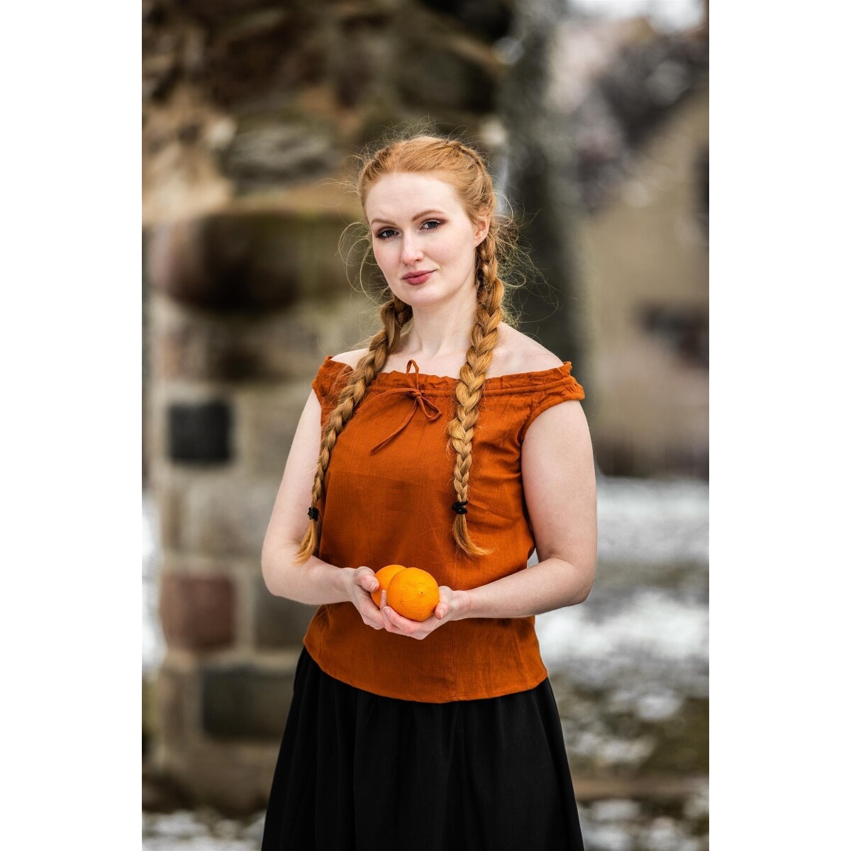 Średniowieczna letnia bluzka Adele bez rękawów czerwona